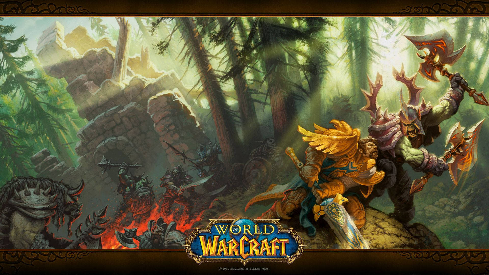 Wow Classic, orc warrior, glowing axes, Full HD Desktop Wallpaper