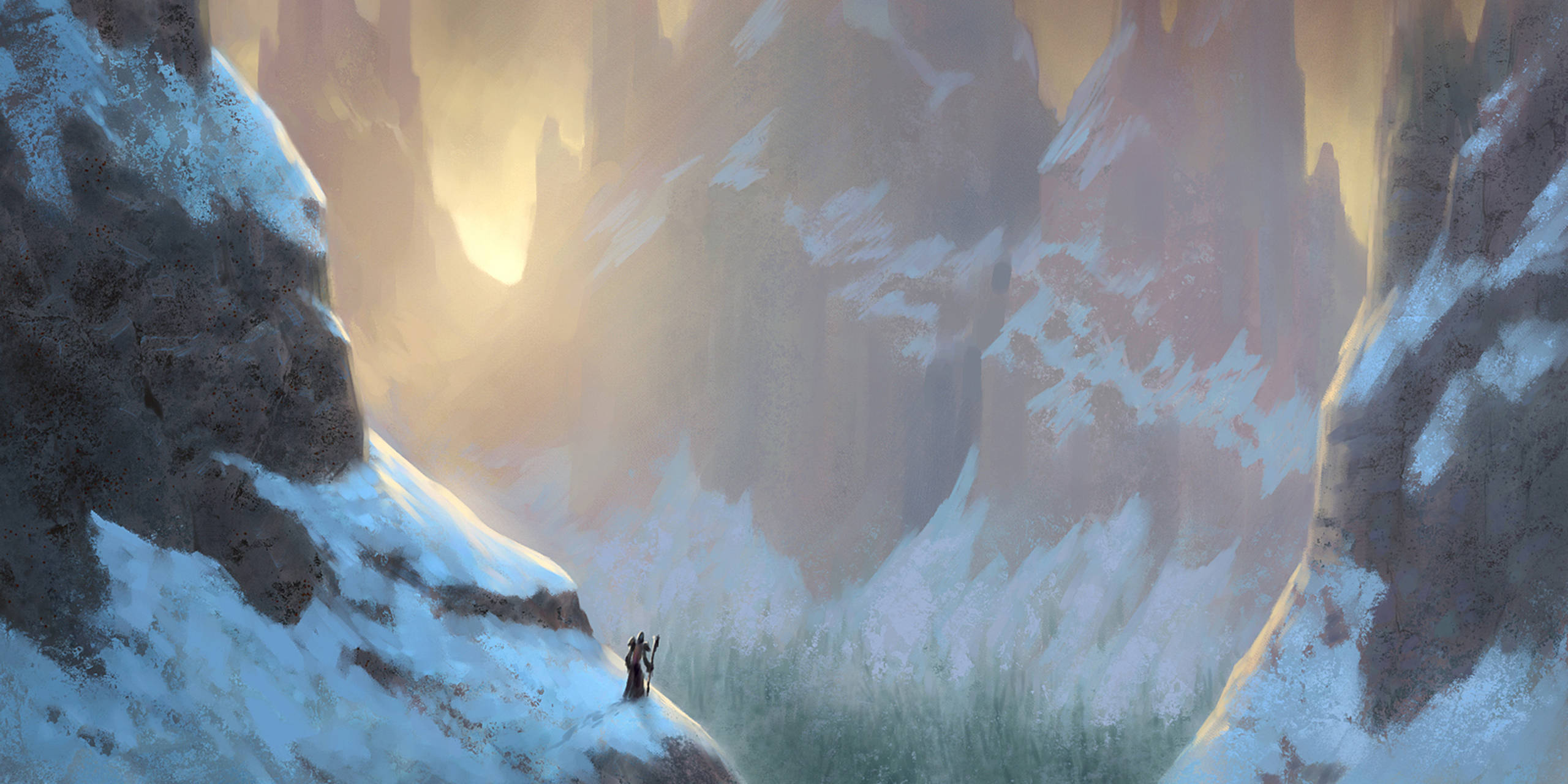 Wrath Of The Lich King, snowy mountain ridge, vast canyon, 2K Desktop Wallpaper