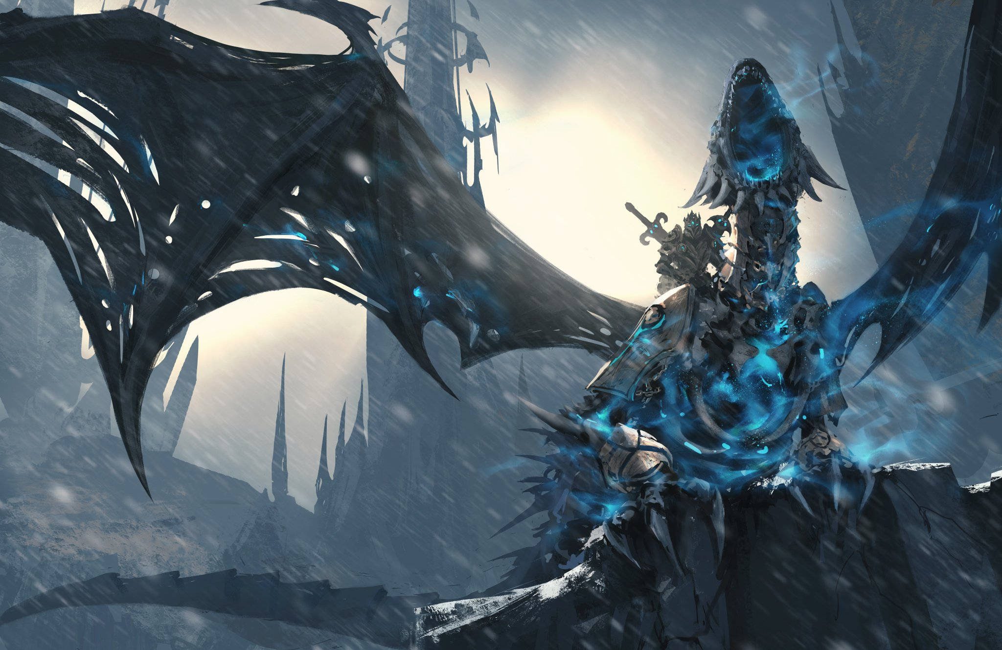 Wrath Of The Lich King, icy dragon, glowing blue veins, Full HD Desktop Wallpaper