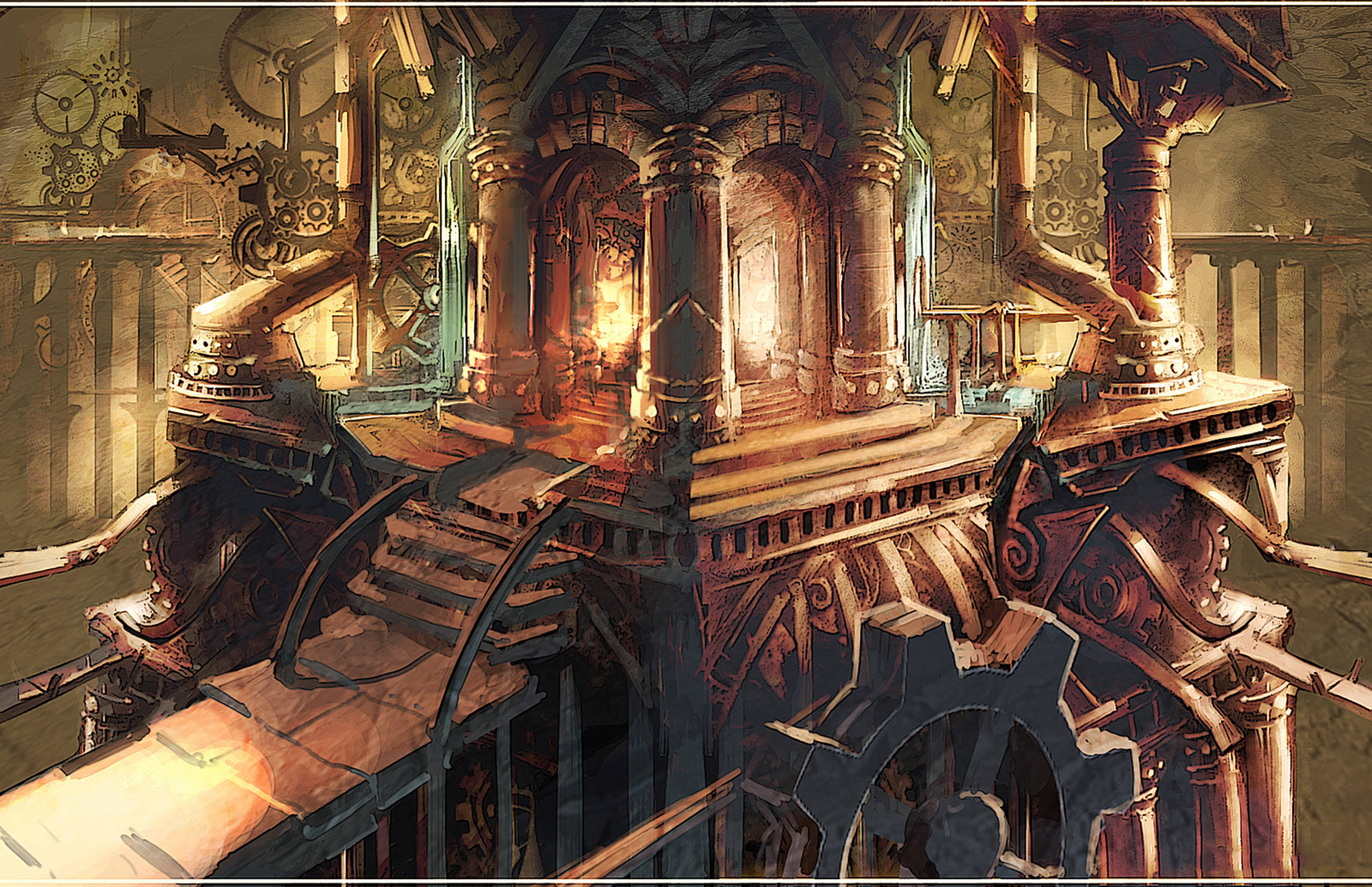 Wrath Of The Lich King, dungeon, steampunk cathedral, 2K Desktop Wallpaper