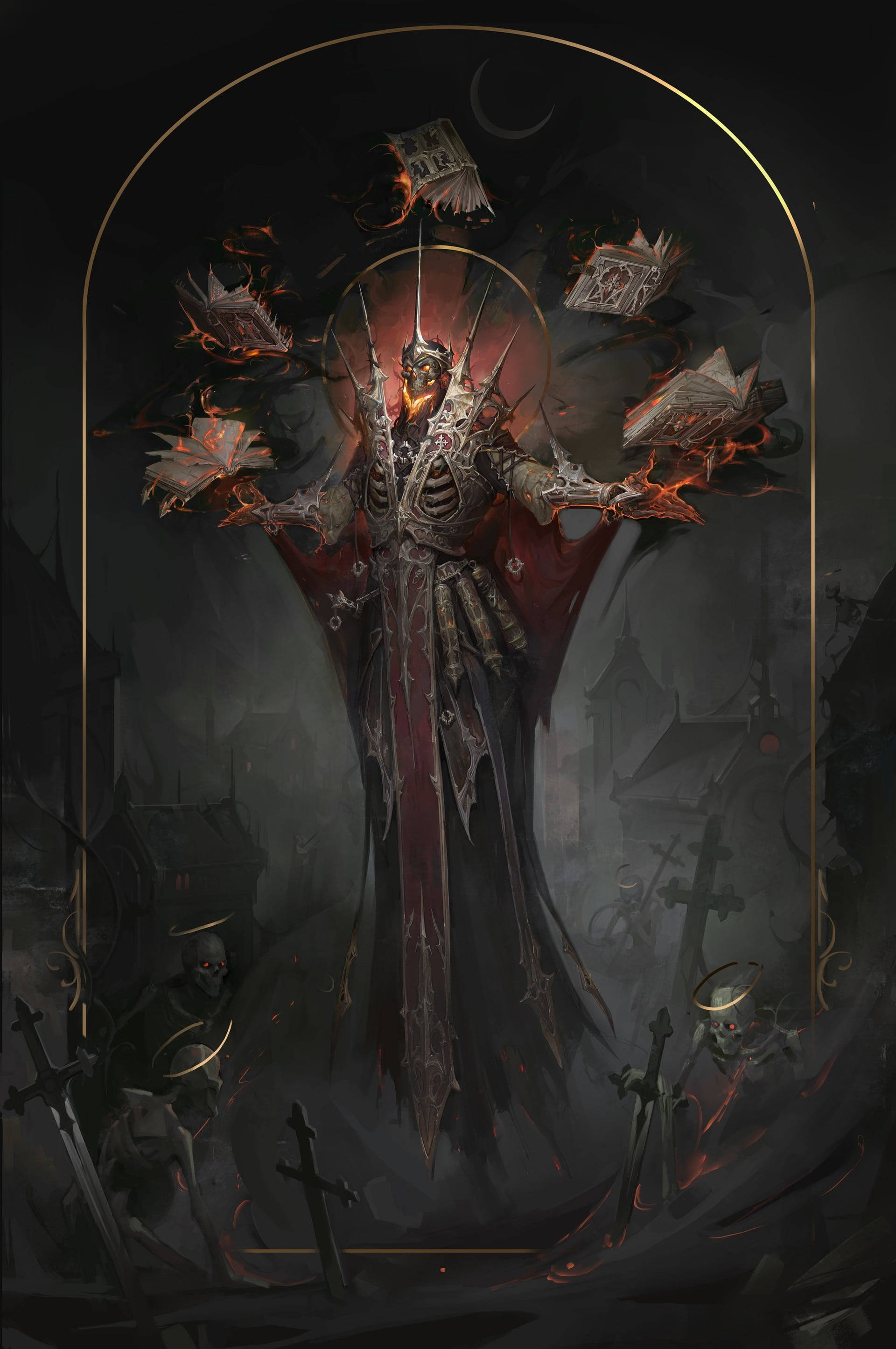 Lich King, skeletal dark lord, ornate armor, 2K Phone Wallpaper