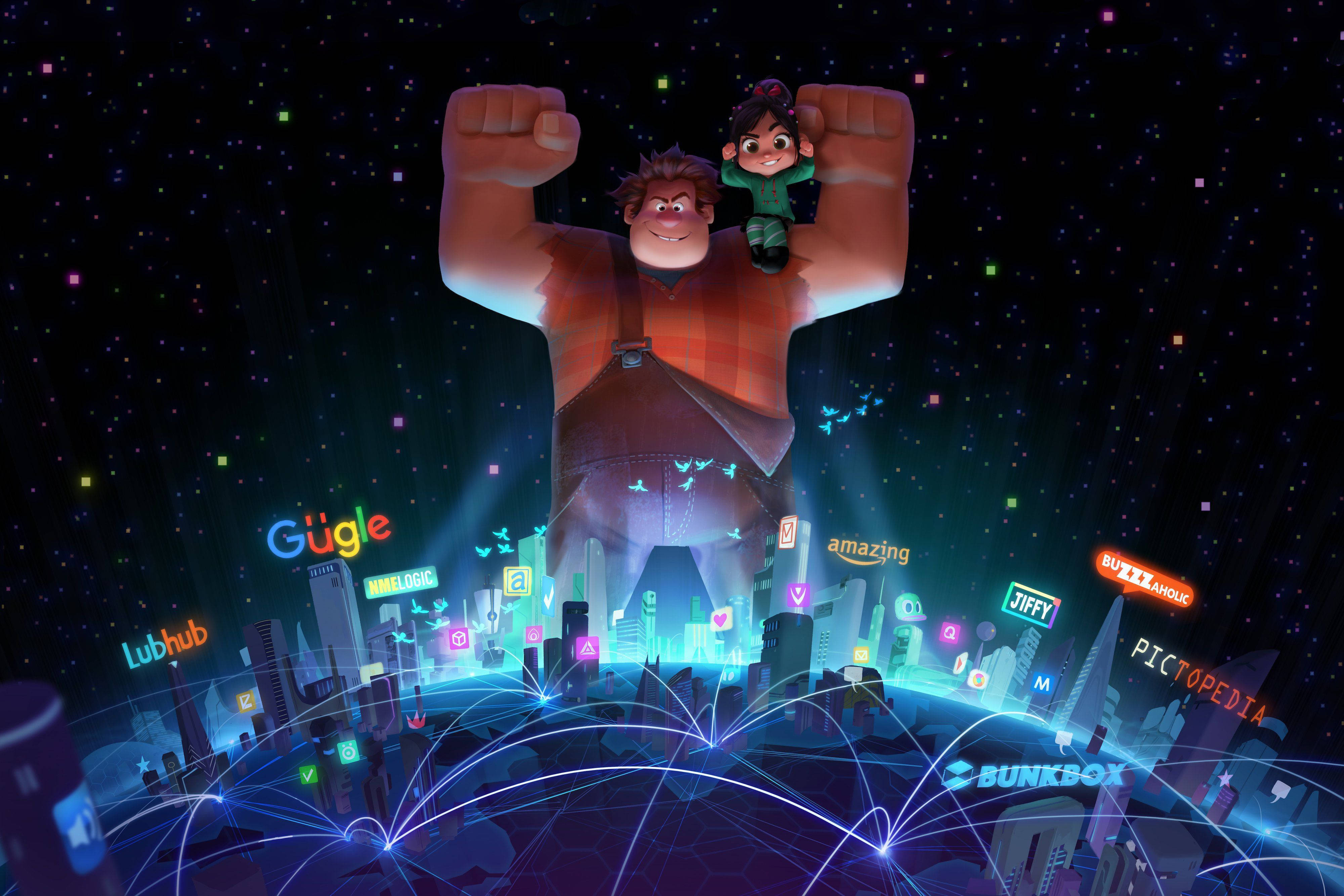 Wreck-It Ralph, giant animated character, child on shoulders, 4K Desktop Wallpaper