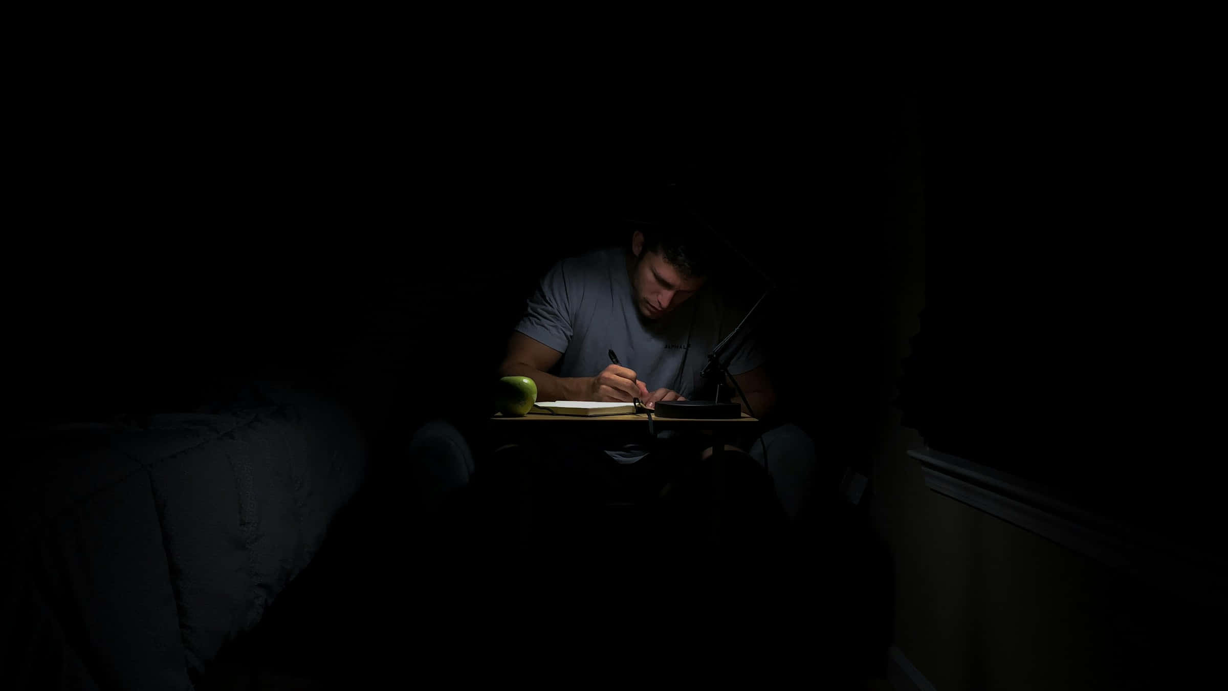 midnight musings, desk lamp, notebook, Full HD Desktop Wallpaper