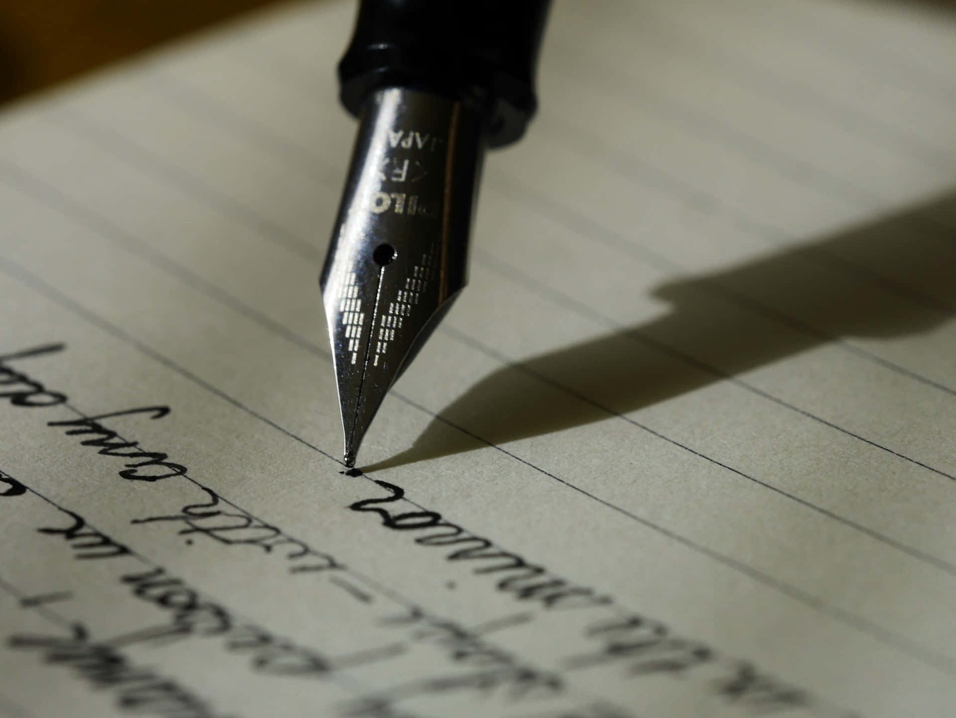 fountain pen, nib, lined paper, Full HD Desktop Wallpaper