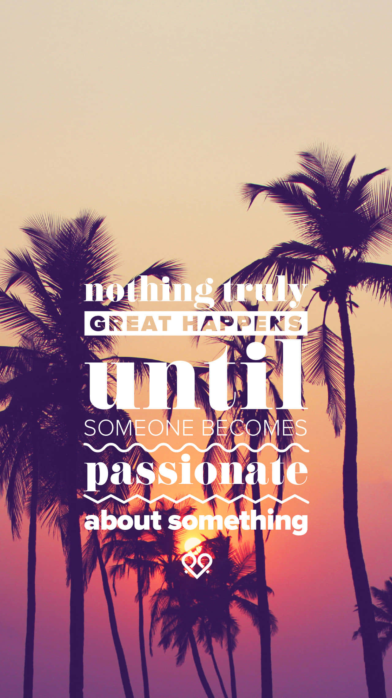 palm trees, vibrant sunset sky, inspirational text overlay, Full HD Phone Wallpaper