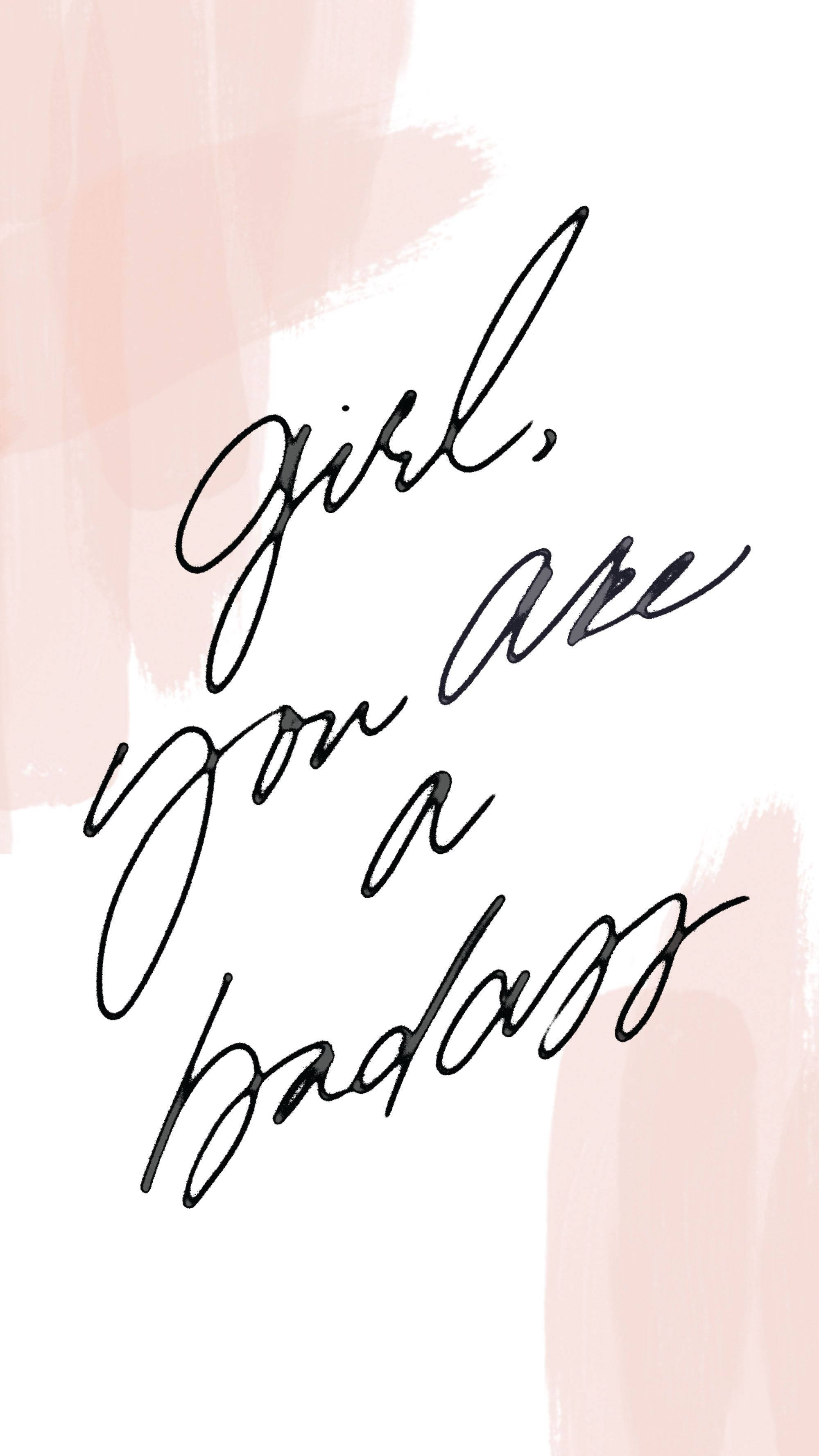 black cursive text, soft pink watercolor washes, white background, 2K Phone Wallpaper