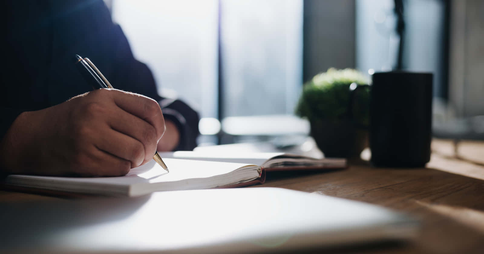 silver pen, notebook, wooden desk, HD Desktop Wallpaper
