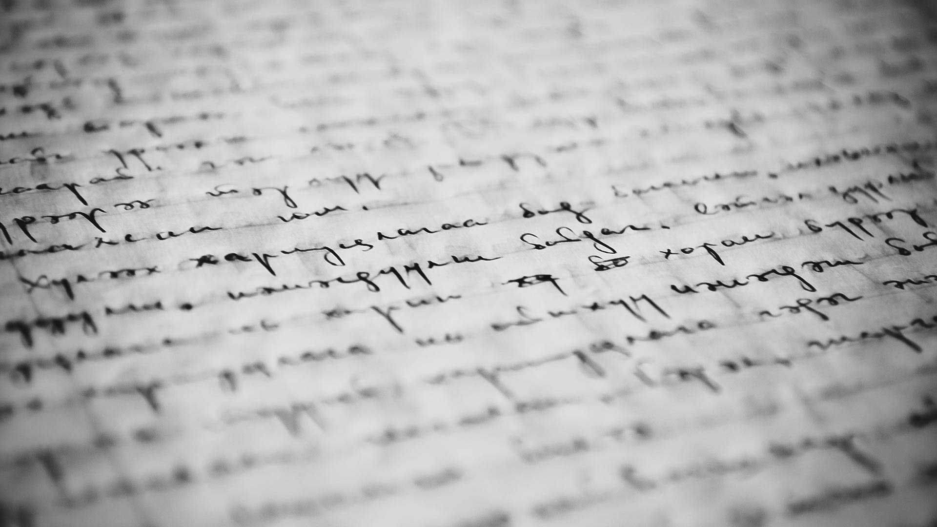 handwritten cursive script, aged paper, shallow depth of field, Full HD Desktop Wallpaper