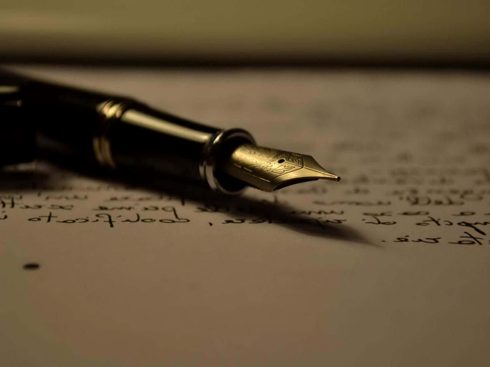 black fountain pen, gold trim, handwritten script, HD Desktop Wallpaper