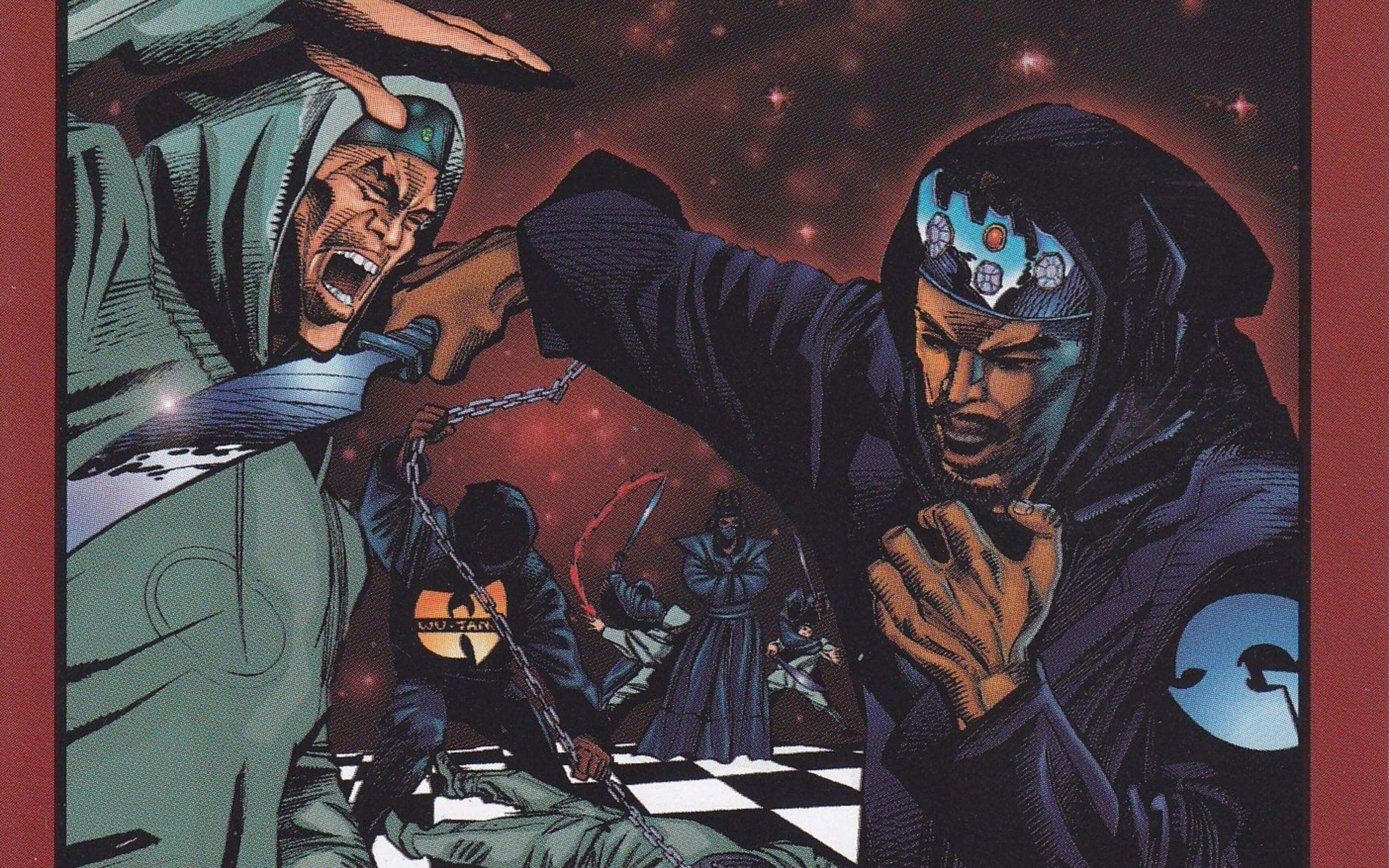 Wu Tang Clan, cosmic arena, checkered floor, 4K Desktop Wallpaper