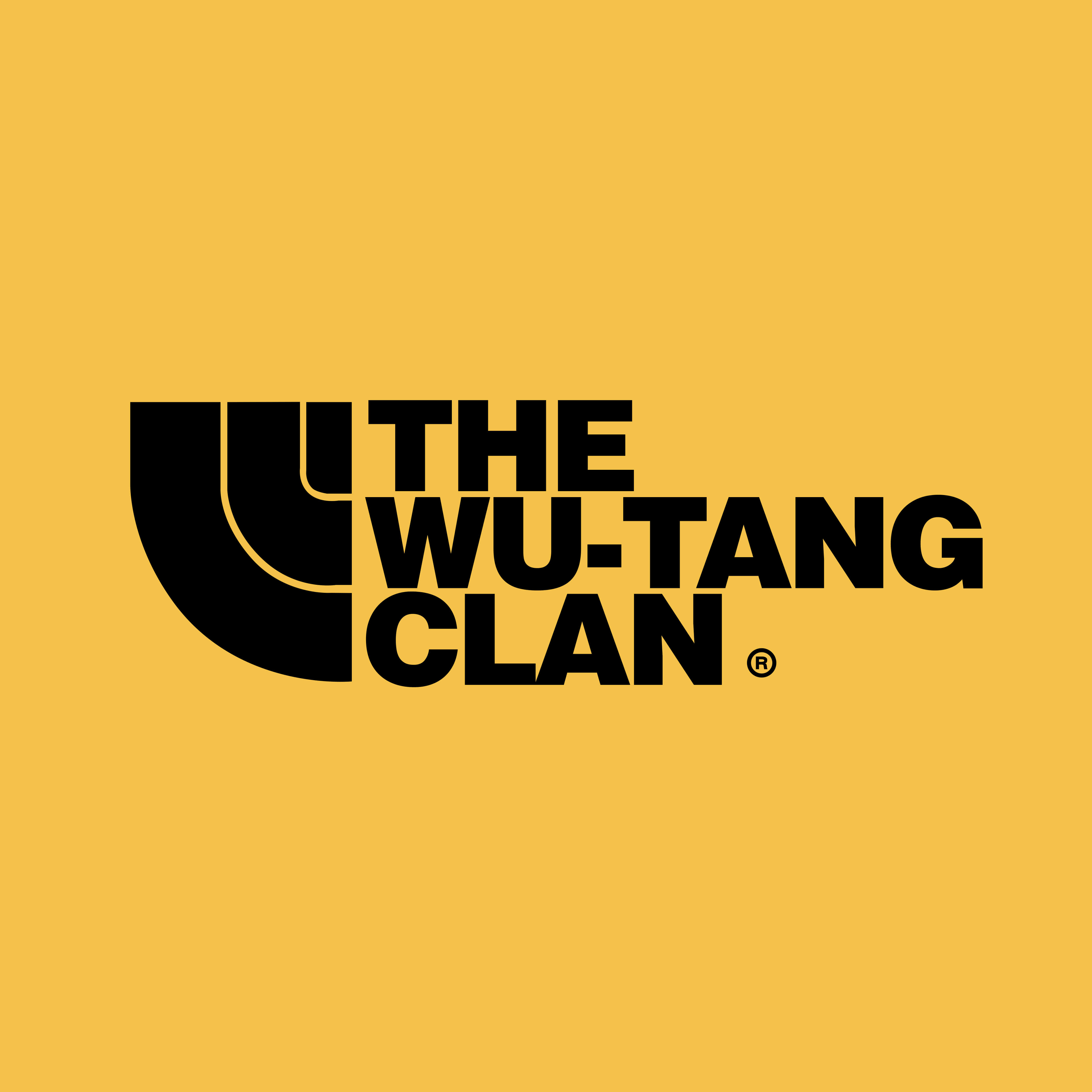 Wu Tang Clan Logo, black, mustard yellow background, 4K Desktop Wallpaper
