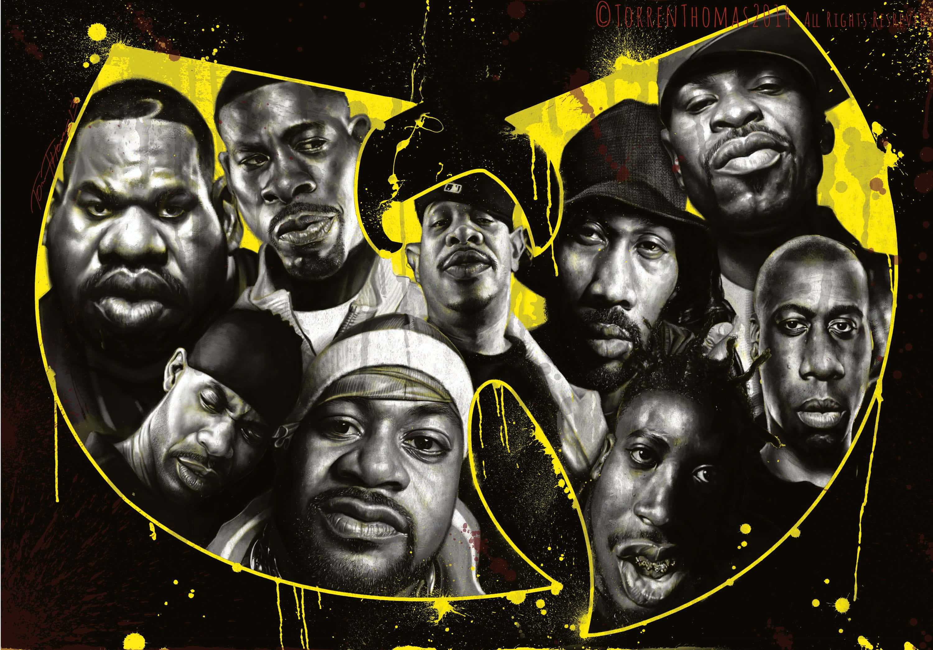 Wu Tang Clan Logo, black, yellow, 2K Desktop Wallpaper