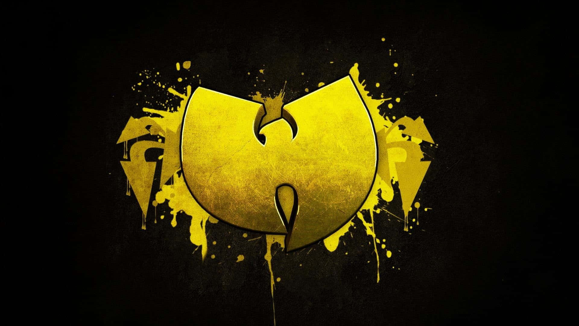 Wu Tang Clan Logo, golden, yellow paint, Full HD Desktop Wallpaper