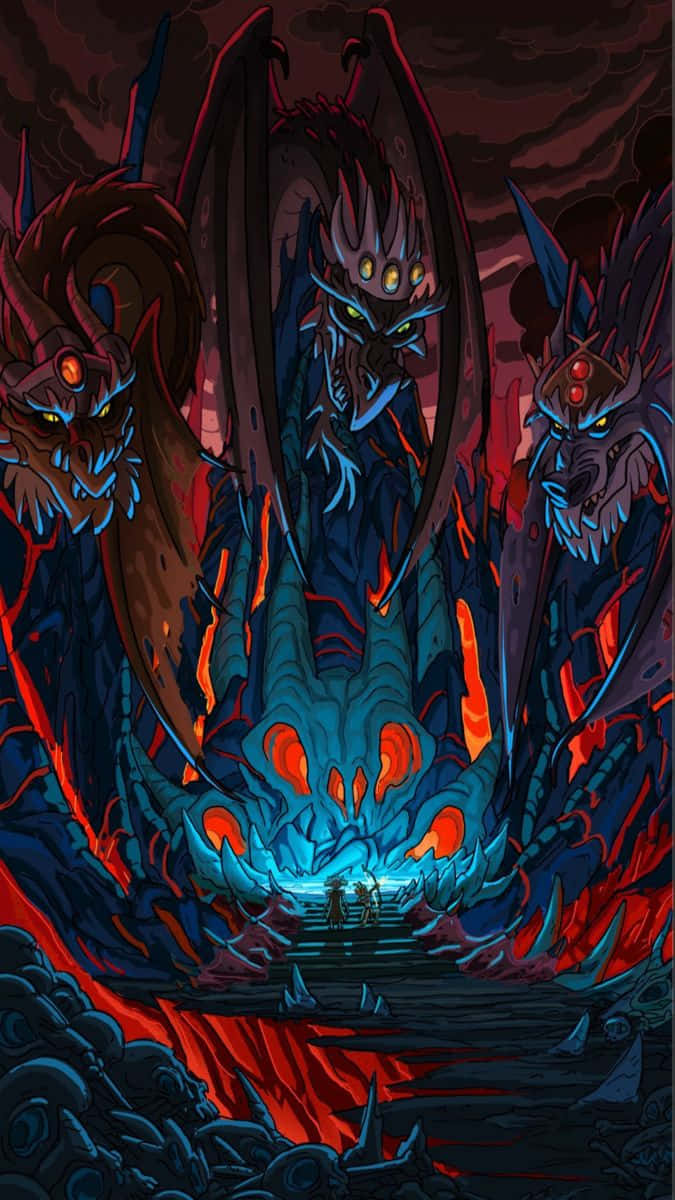 Wubba Lubba Dub Dub, demonic dragons, glowing eyes, SD Phone Wallpaper