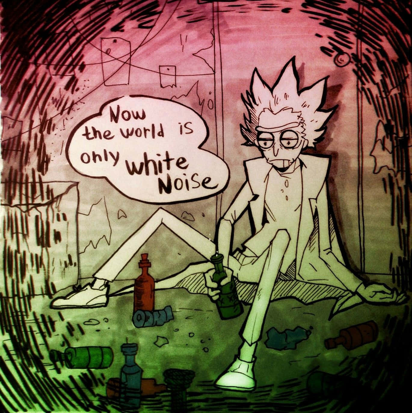 Wubba Lubba Dub Dub, spiky hair, empty bottles, HD Phone Wallpaper