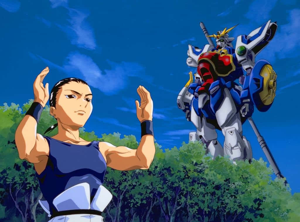 Wufei Chang, mech, blue red and white, SD Desktop Wallpaper
