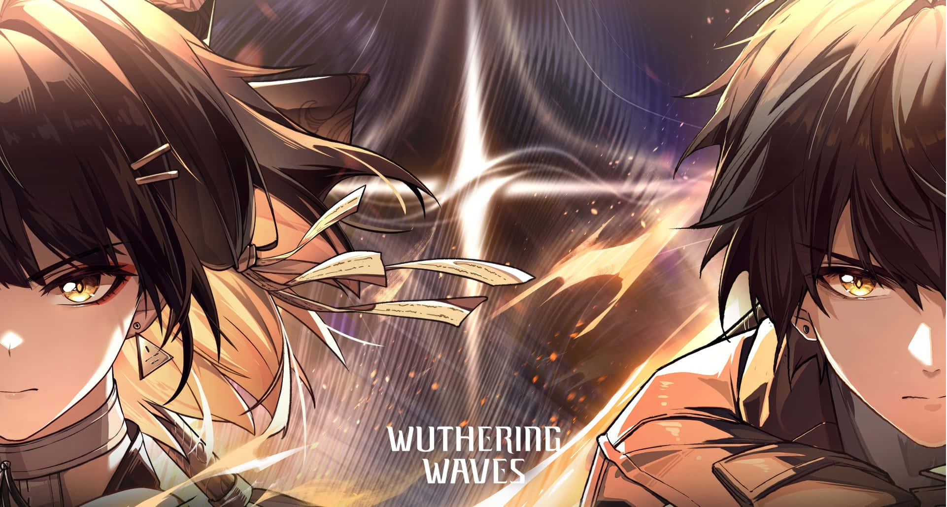 Wuthering Waves, golden eyes, anime-style warriors, Full HD Desktop Wallpaper
