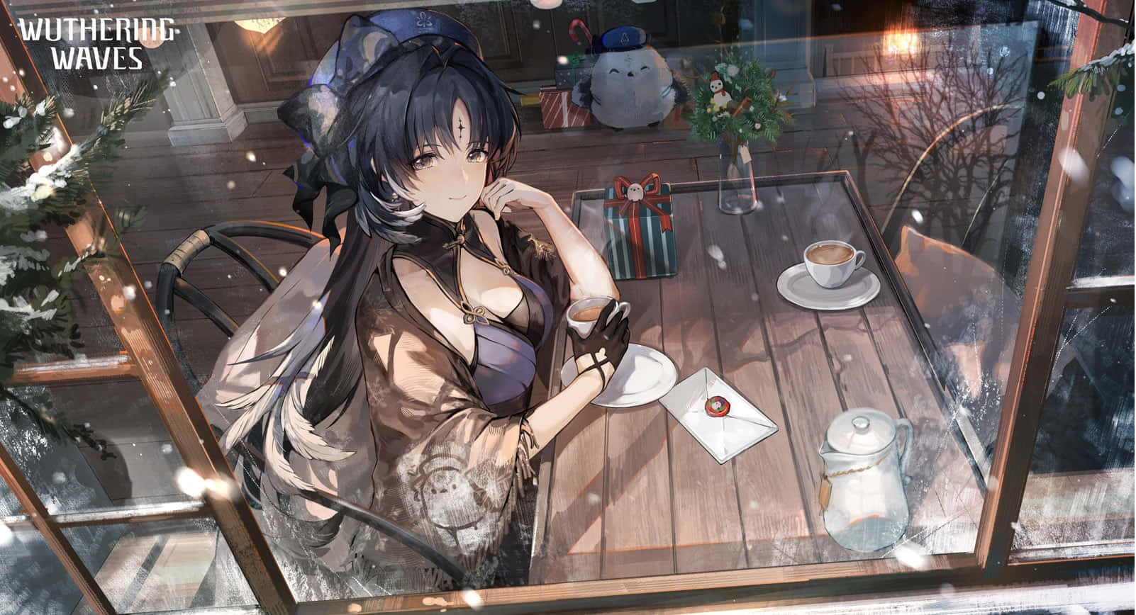 Wuthering Waves, cafe encounter, winter-themed outfit, HD Desktop Wallpaper