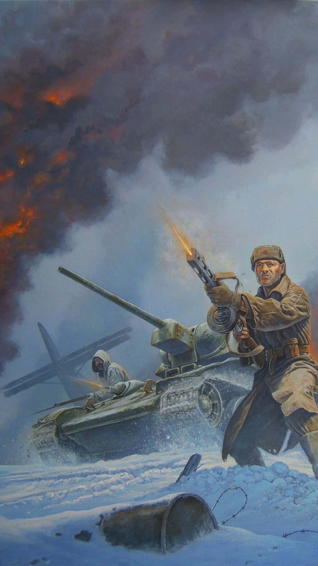 WW2 iPhone, flamethrower, tank, Full HD Phone Wallpaper