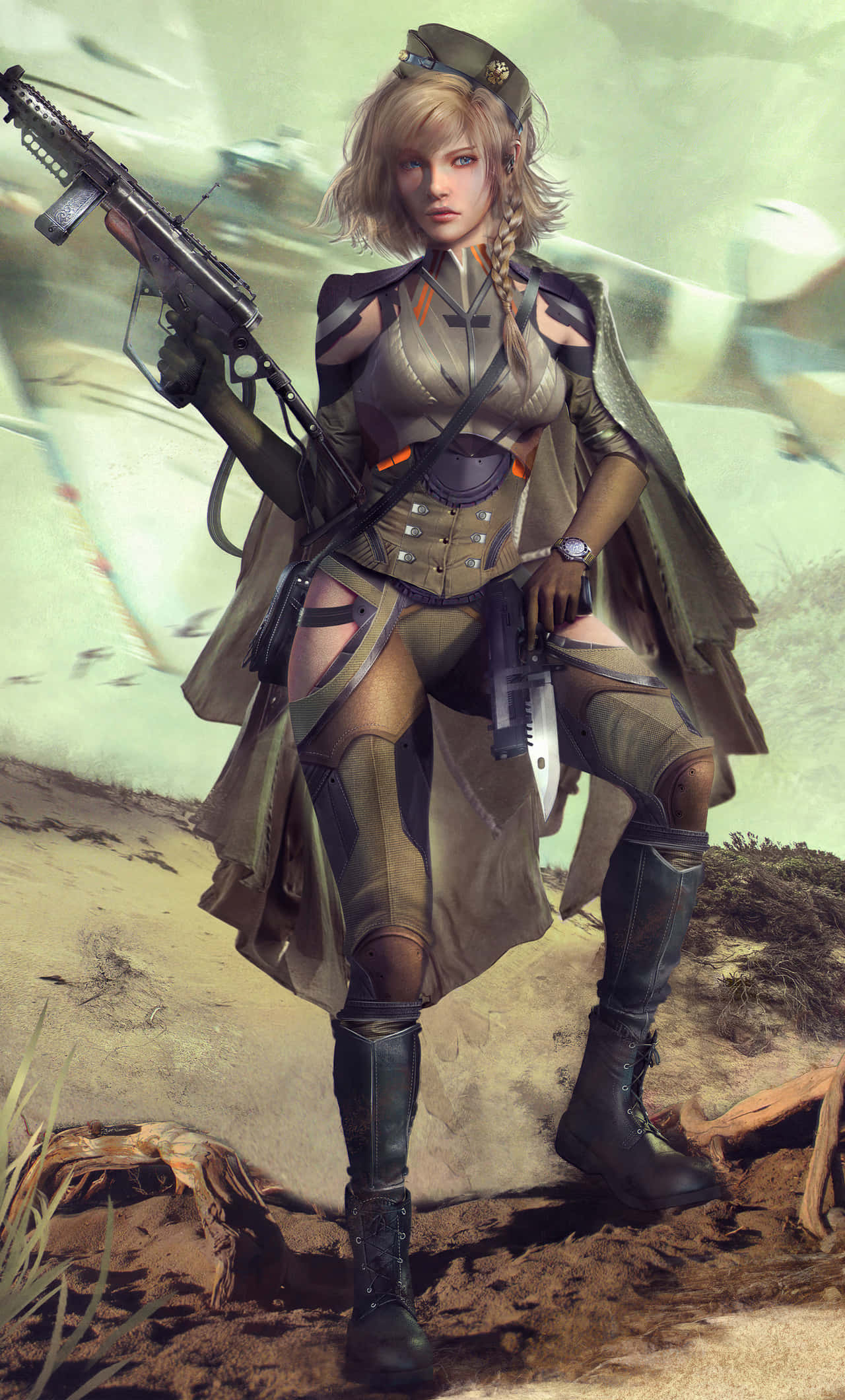 WW2 iPhone, female soldier, tactical gear, Full HD Phone Wallpaper