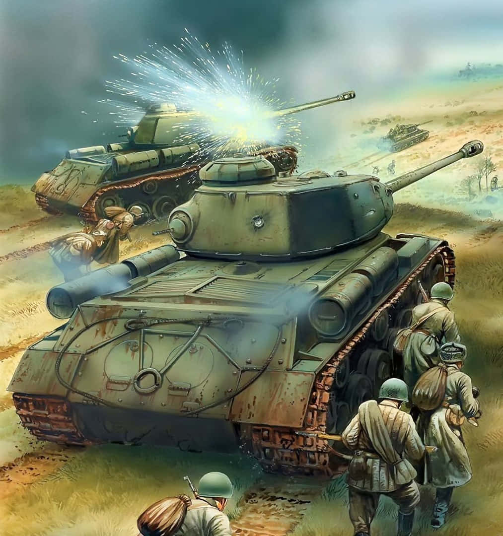 WW2 iPhone, tank, soldiers, SD Phone Wallpaper