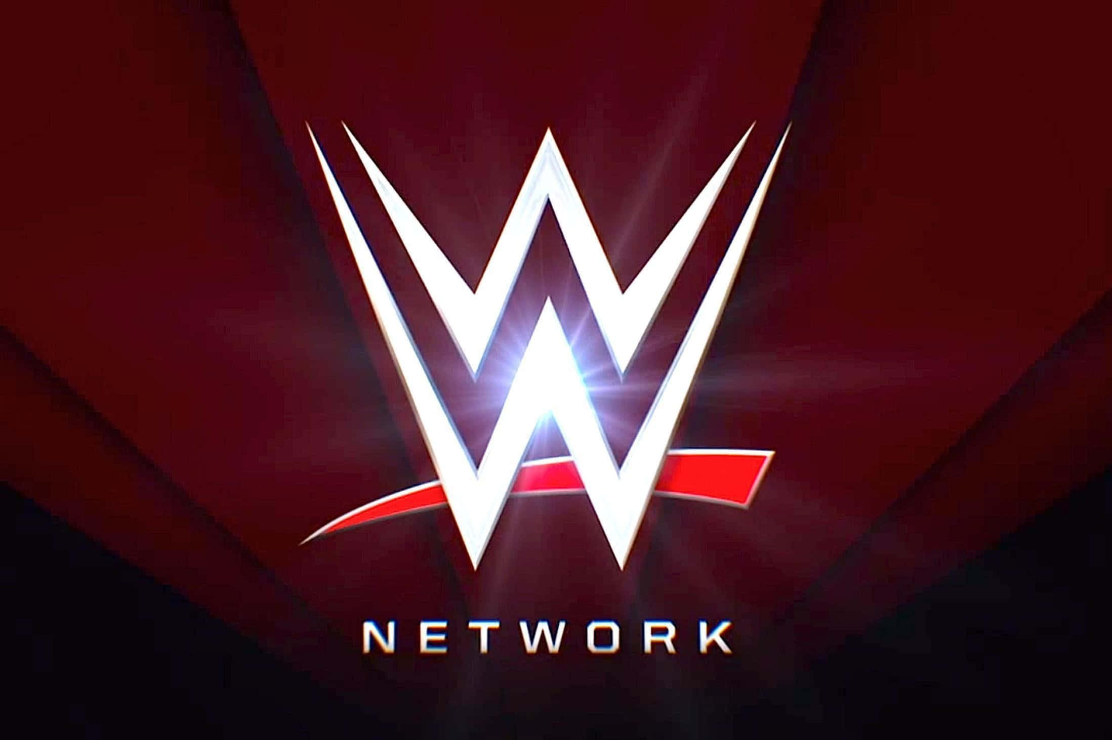 WWE Logo, red and white colors, glowing white WWE logo, Full HD Desktop Wallpaper