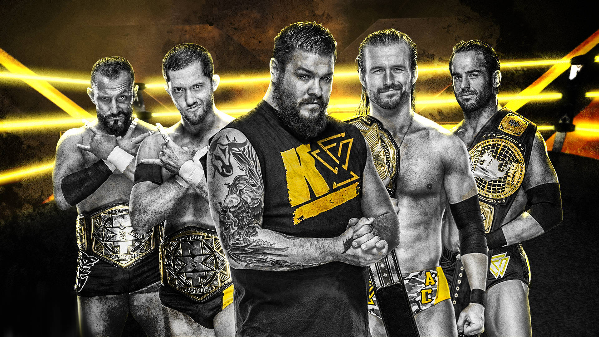WWE NXT, superstars, black and gold gear, Full HD Desktop Wallpaper
