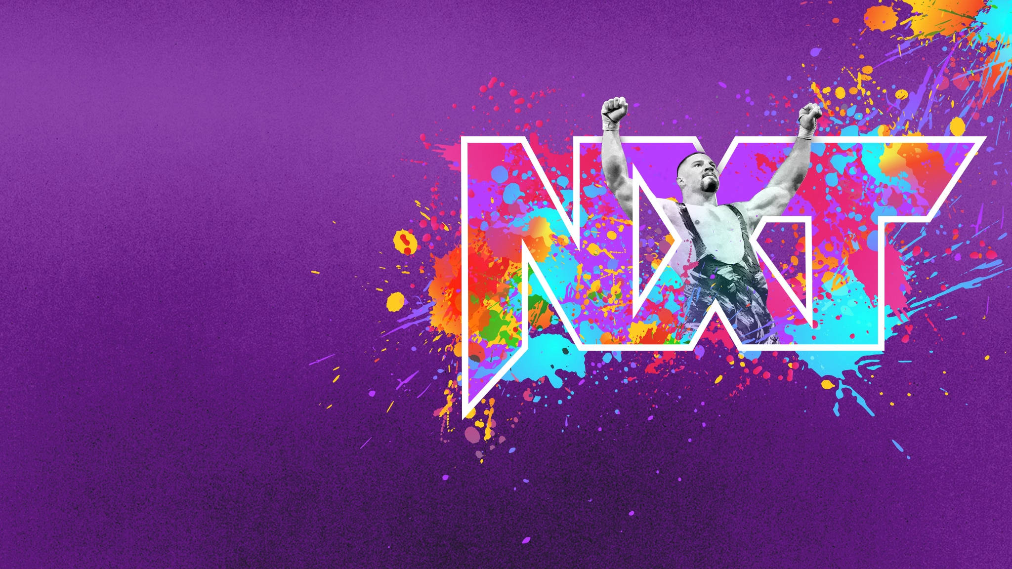 WWE NXT, white NXT logo, vibrant paint splatters, Full HD Desktop Wallpaper