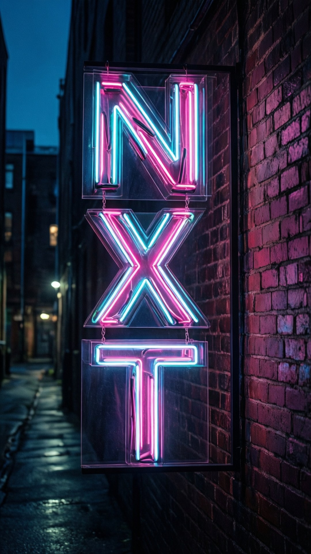 NXT, neon sign, pink and blue, Full HD Phone Wallpaper