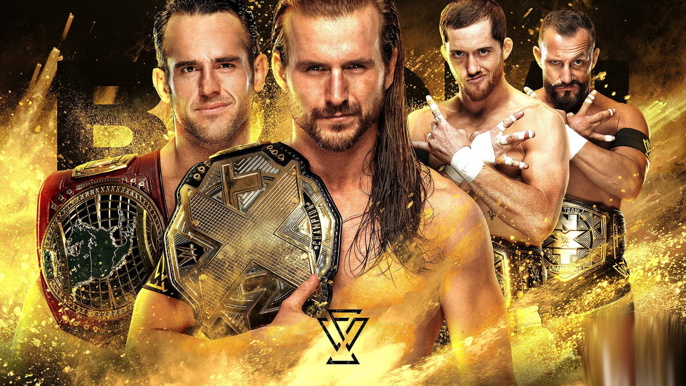 WWE NXT, professional wrestlers, championship belts, Full HD Desktop Wallpaper