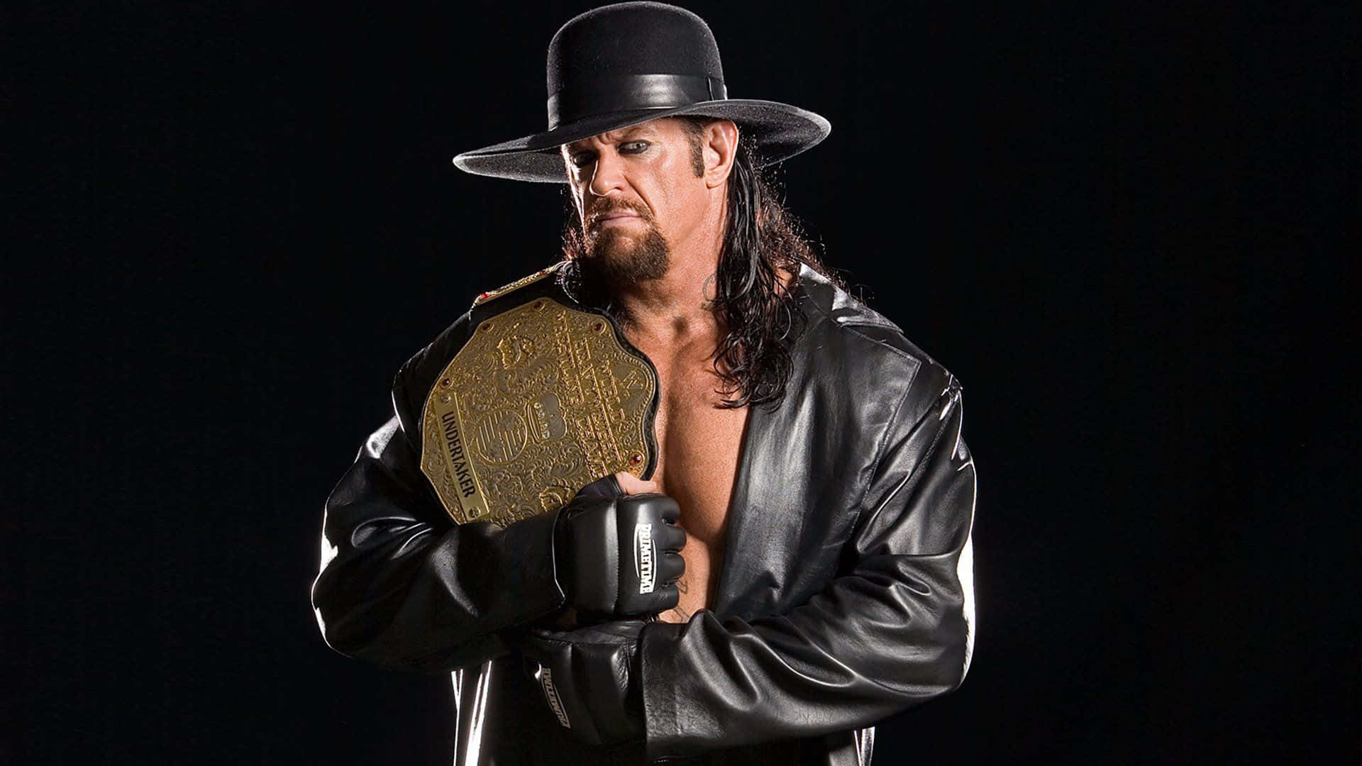 Undertaker, black leather jacket, top hat, Full HD Desktop Wallpaper