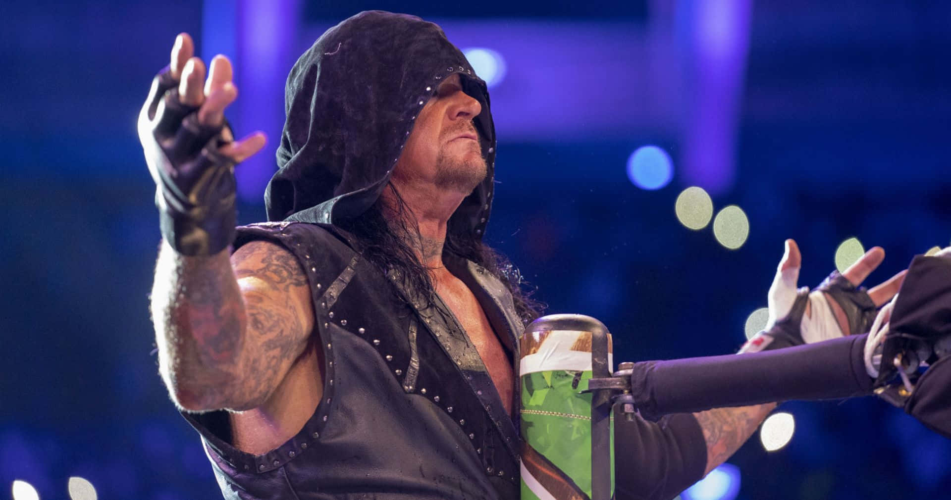 WWE Undertaker, black hooded outfit, tattoos, Full HD Desktop Wallpaper
