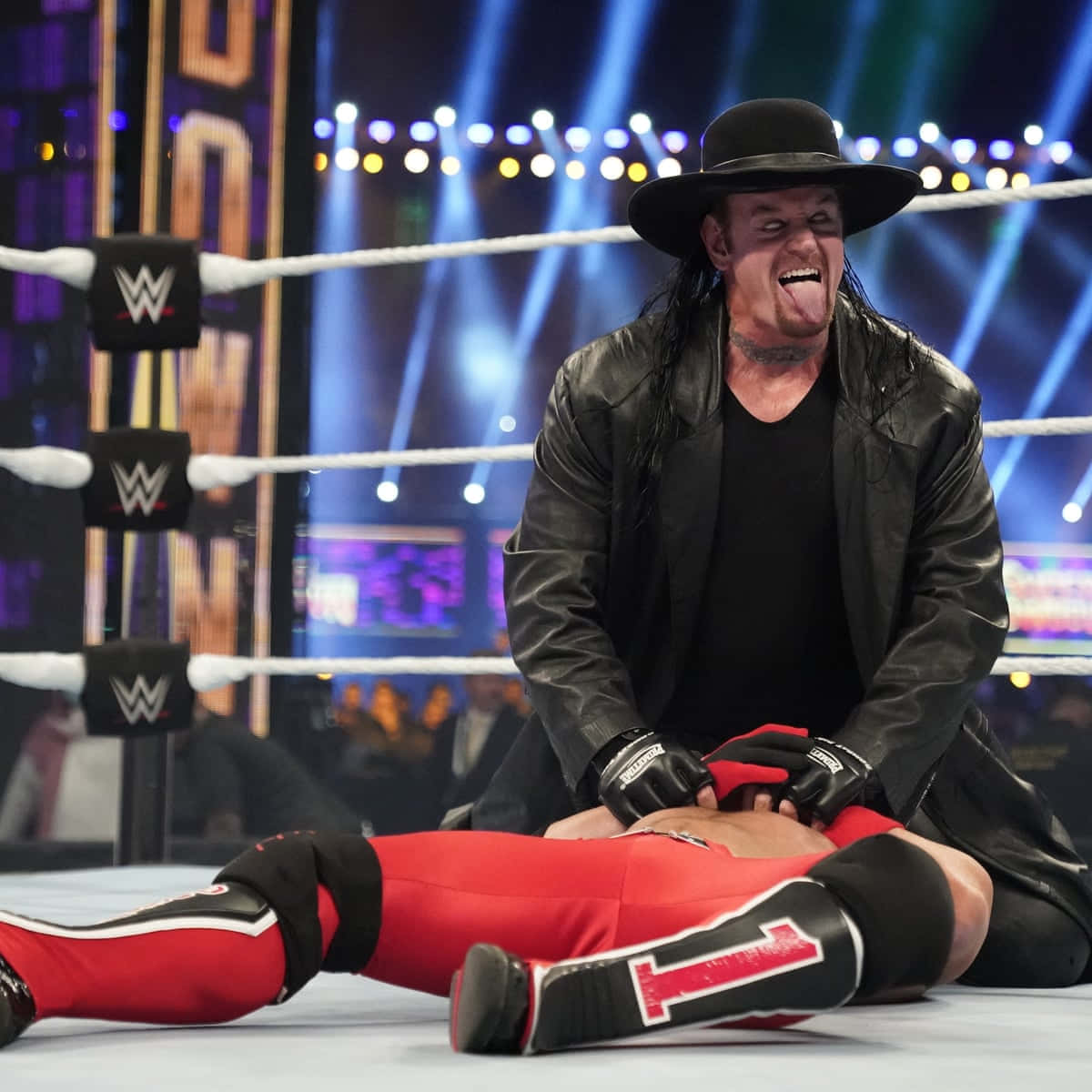 WWE Undertaker, black leather, hat, SD Desktop Wallpaper