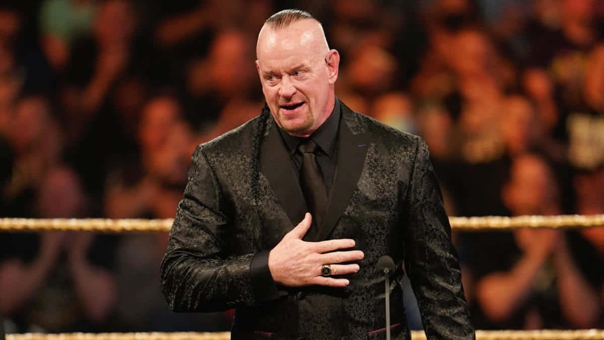 WWE Undertaker, black patterned suit, wrestling ring with ropes, SD Desktop Wallpaper