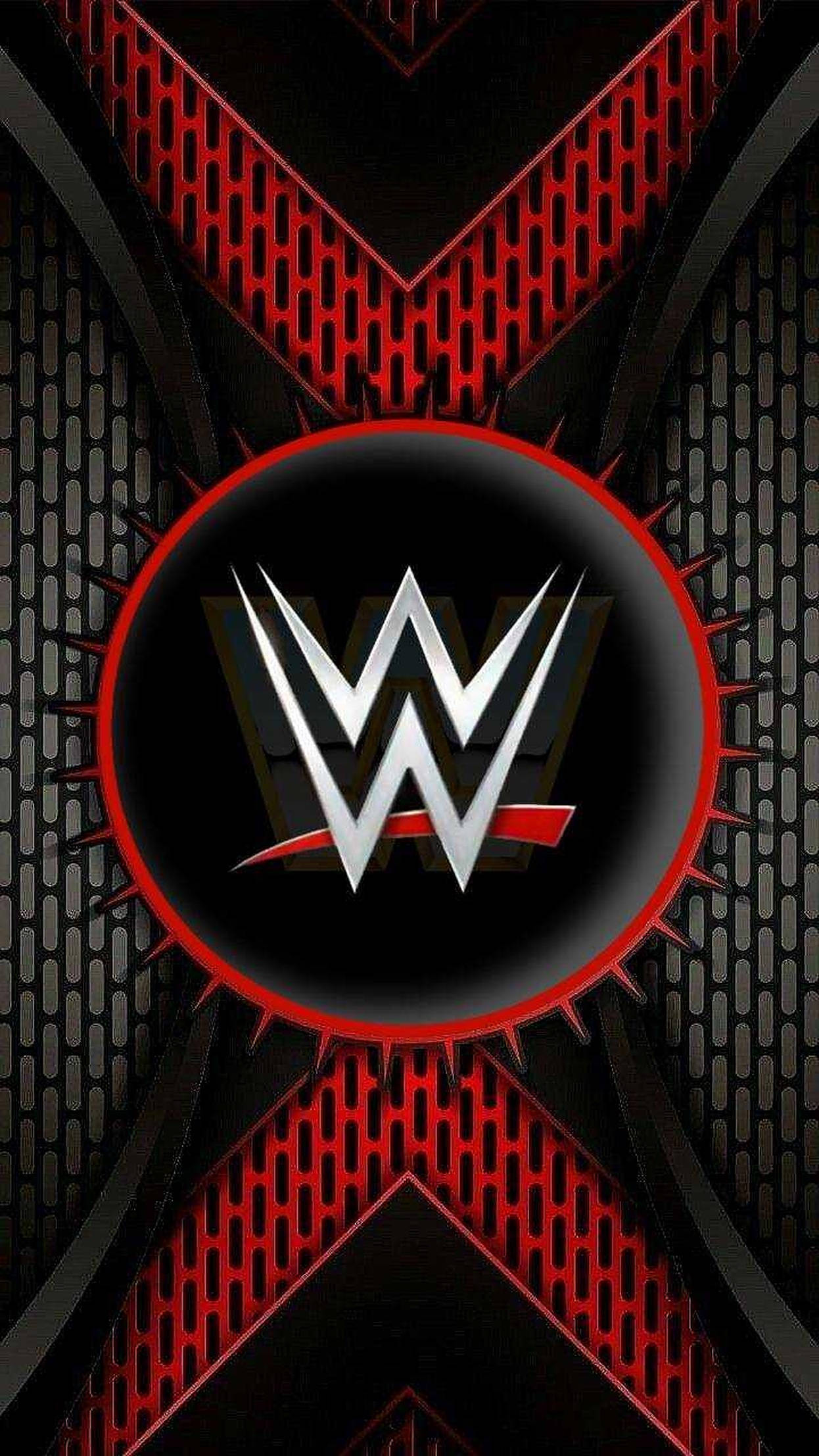 WWE, red logo, black circle, Full HD Phone Wallpaper