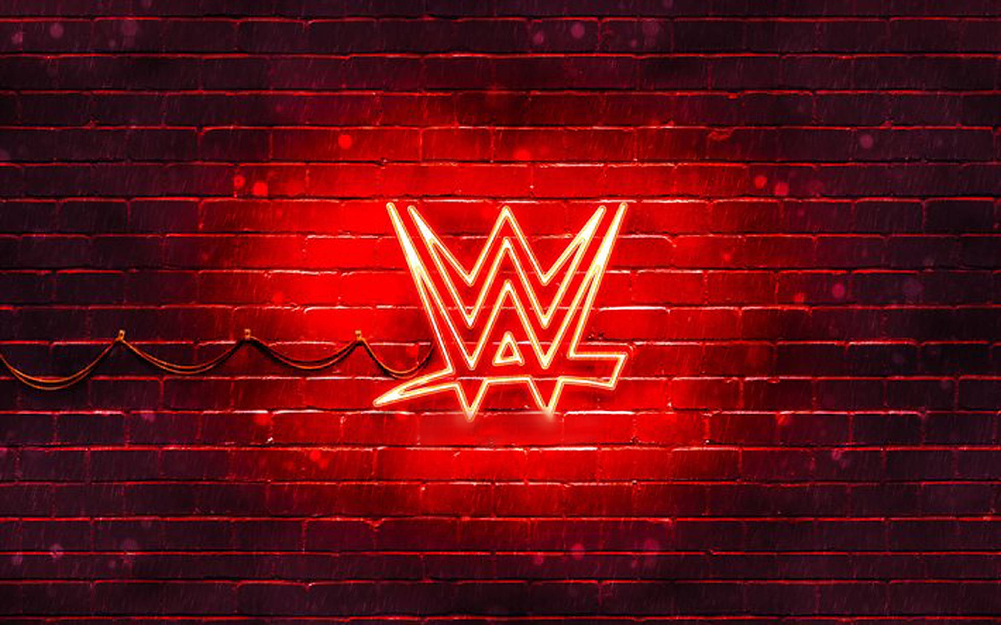 WWE, red neon logo, glowing red WWE neon sign, Full HD Desktop Wallpaper