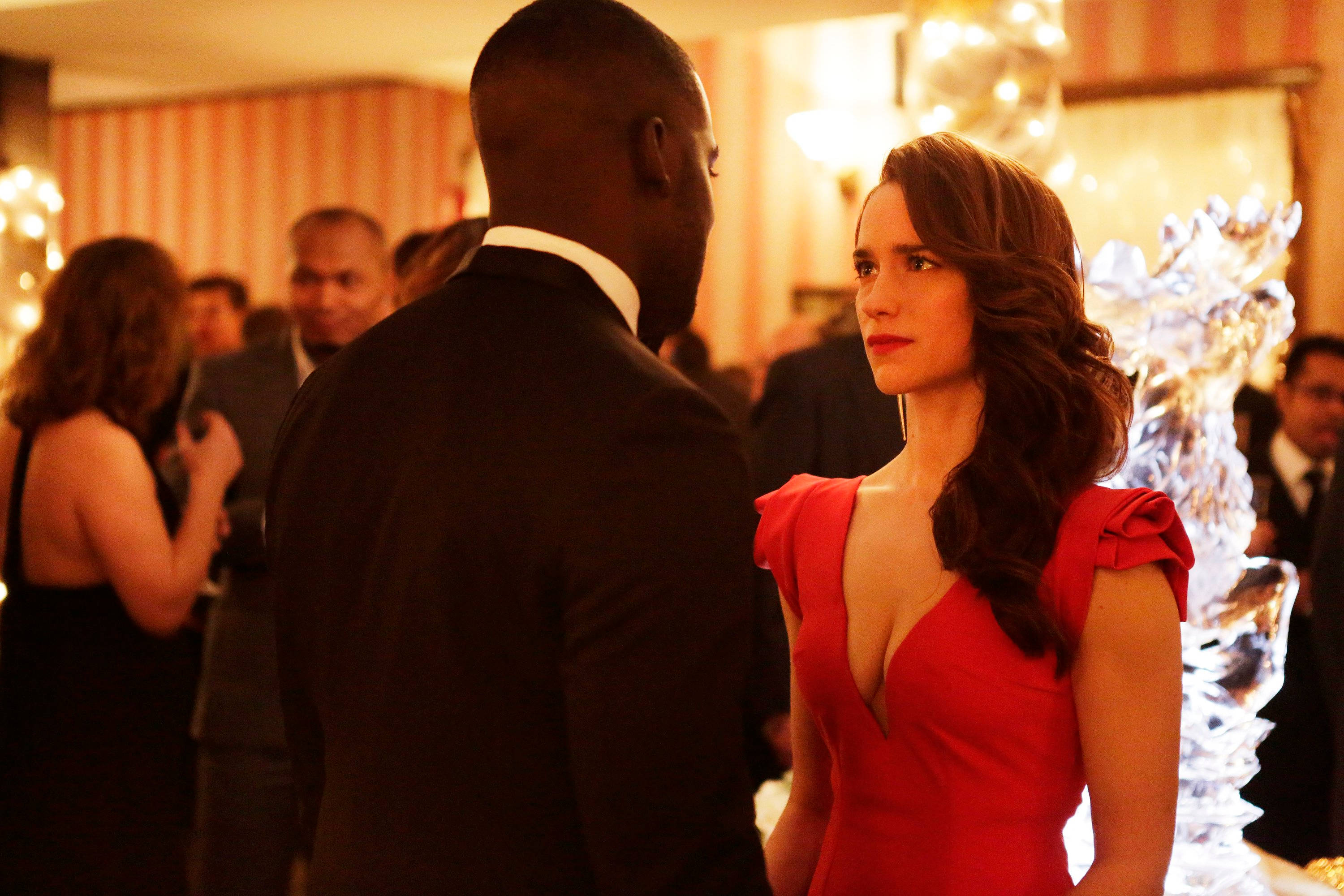 Wynonna Earp, red dress, black suit, 2K Desktop Wallpaper
