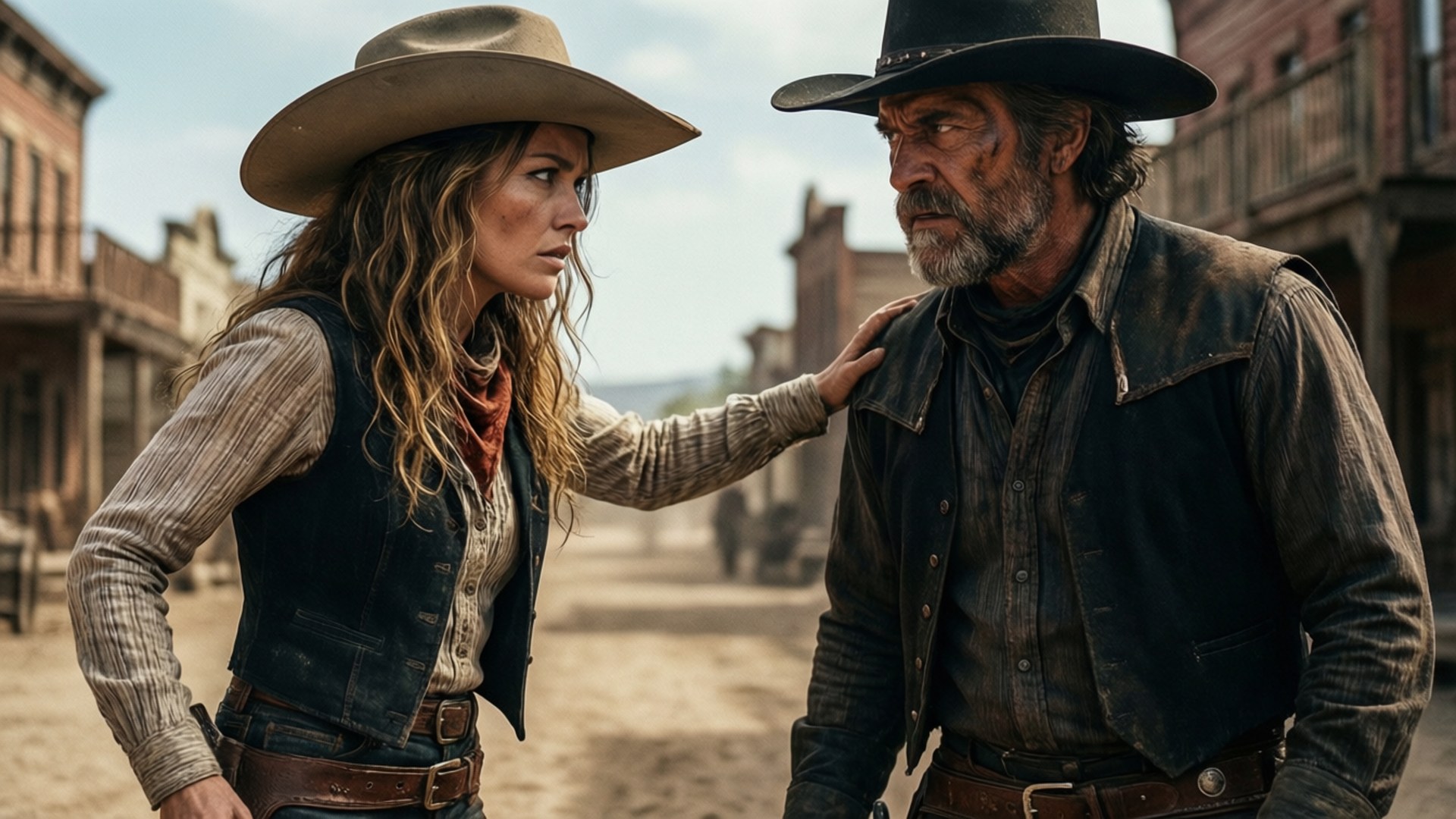 Wynonna Earp, tan cowboy hat, bearded man, Full HD Desktop Wallpaper