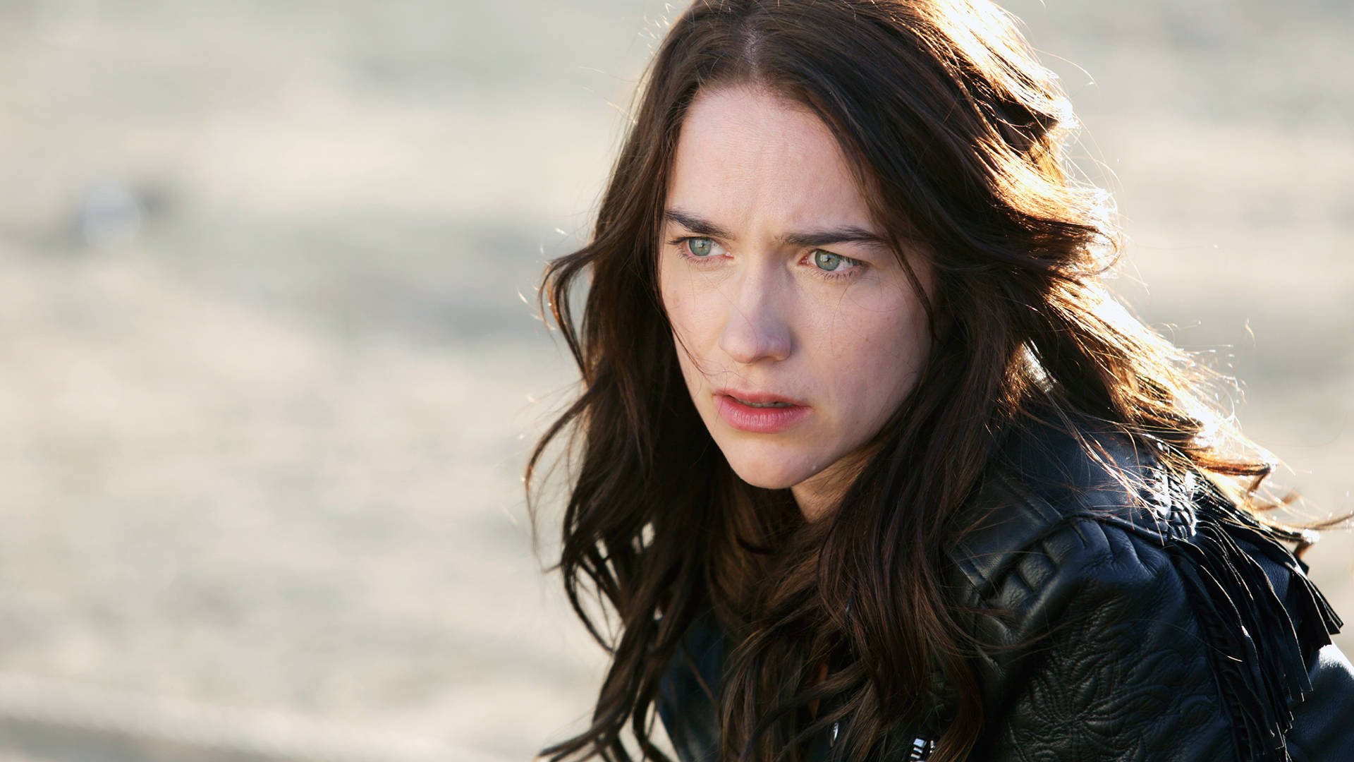 Wynonna Earp, black leather jacket, long dark hair, Full HD Desktop Wallpaper