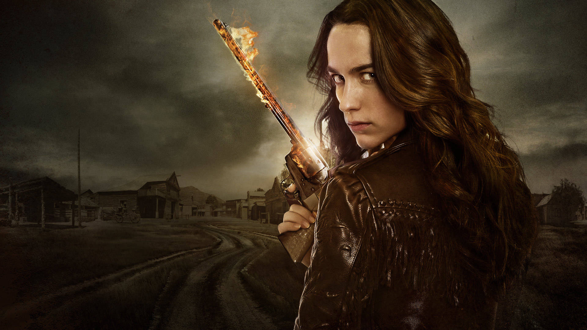 Wynonna Earp, flaming peacemaker, leather jacket, Full HD Desktop Wallpaper