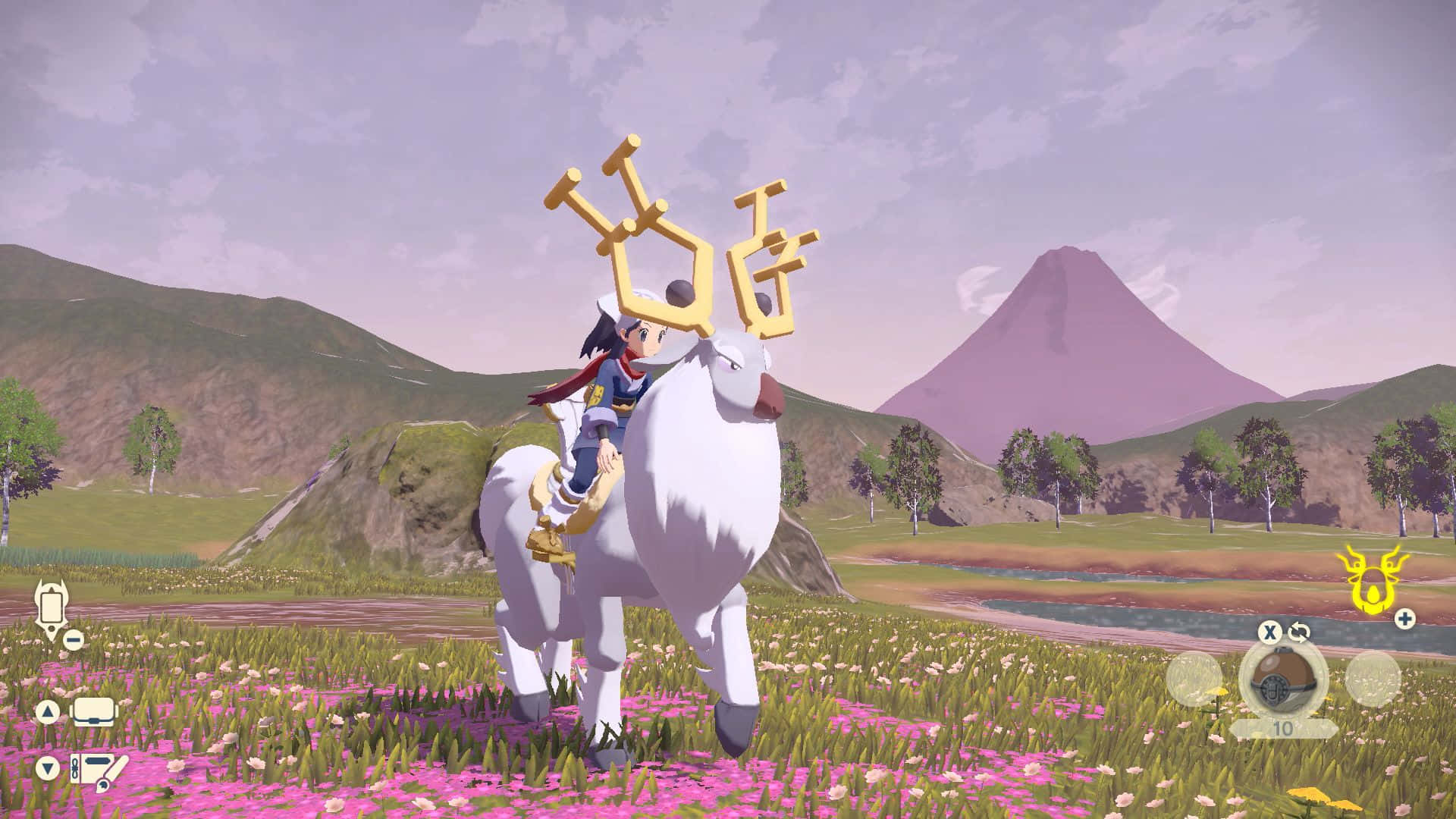 Wyrdeer, white horse, golden antlers, Full HD Desktop Wallpaper