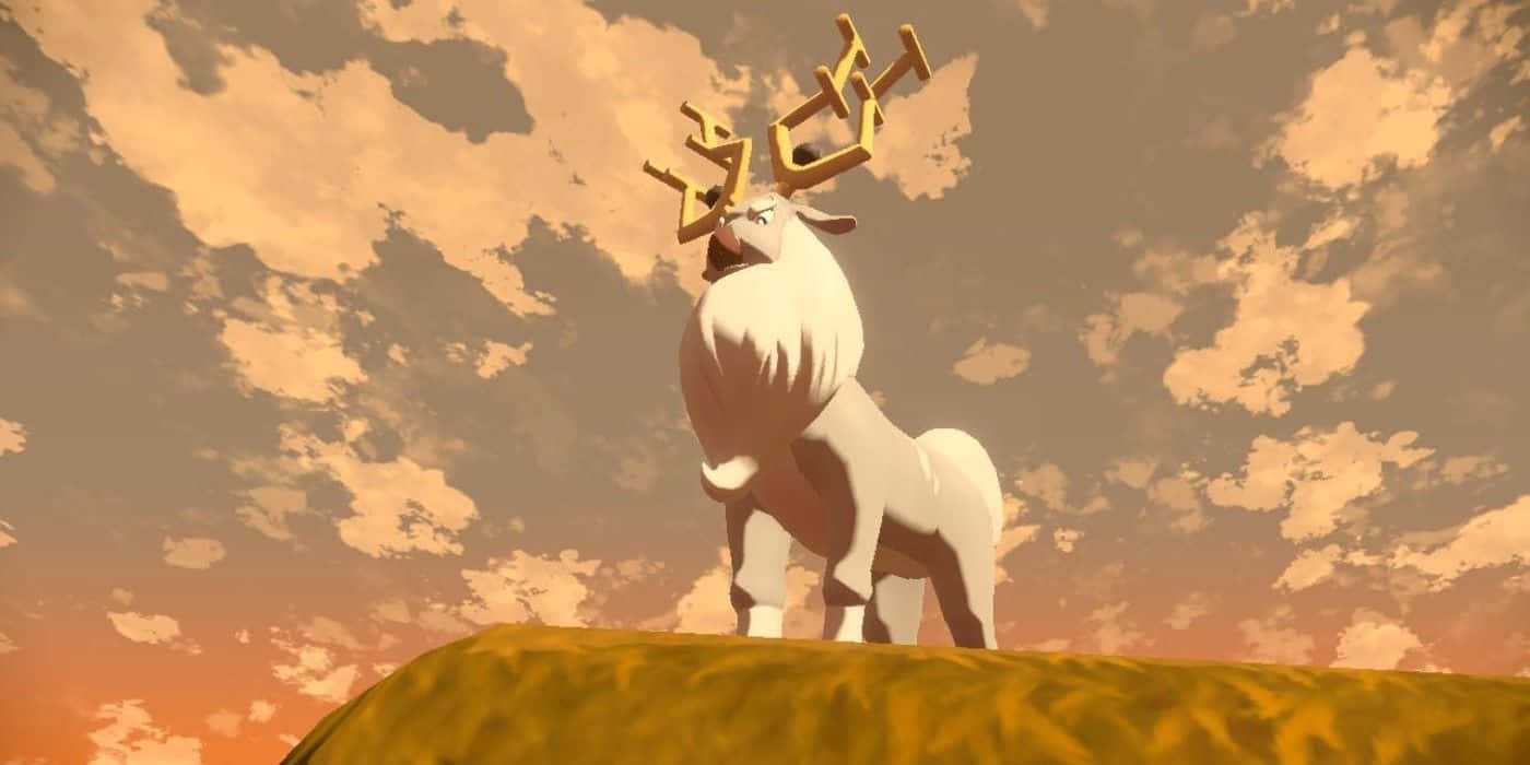 Wyrdeer, sunset, white deer, HD Desktop Wallpaper