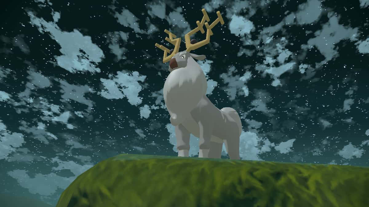 Wyrdeer, white reindeer, golden antlers, SD Desktop Wallpaper