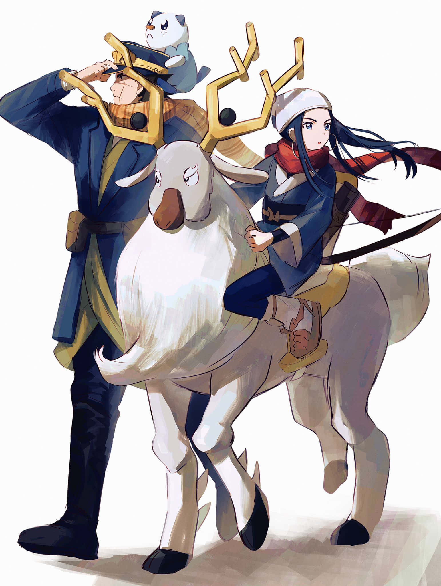Wyrdeer, white deer, golden antlers, Full HD Phone Wallpaper
