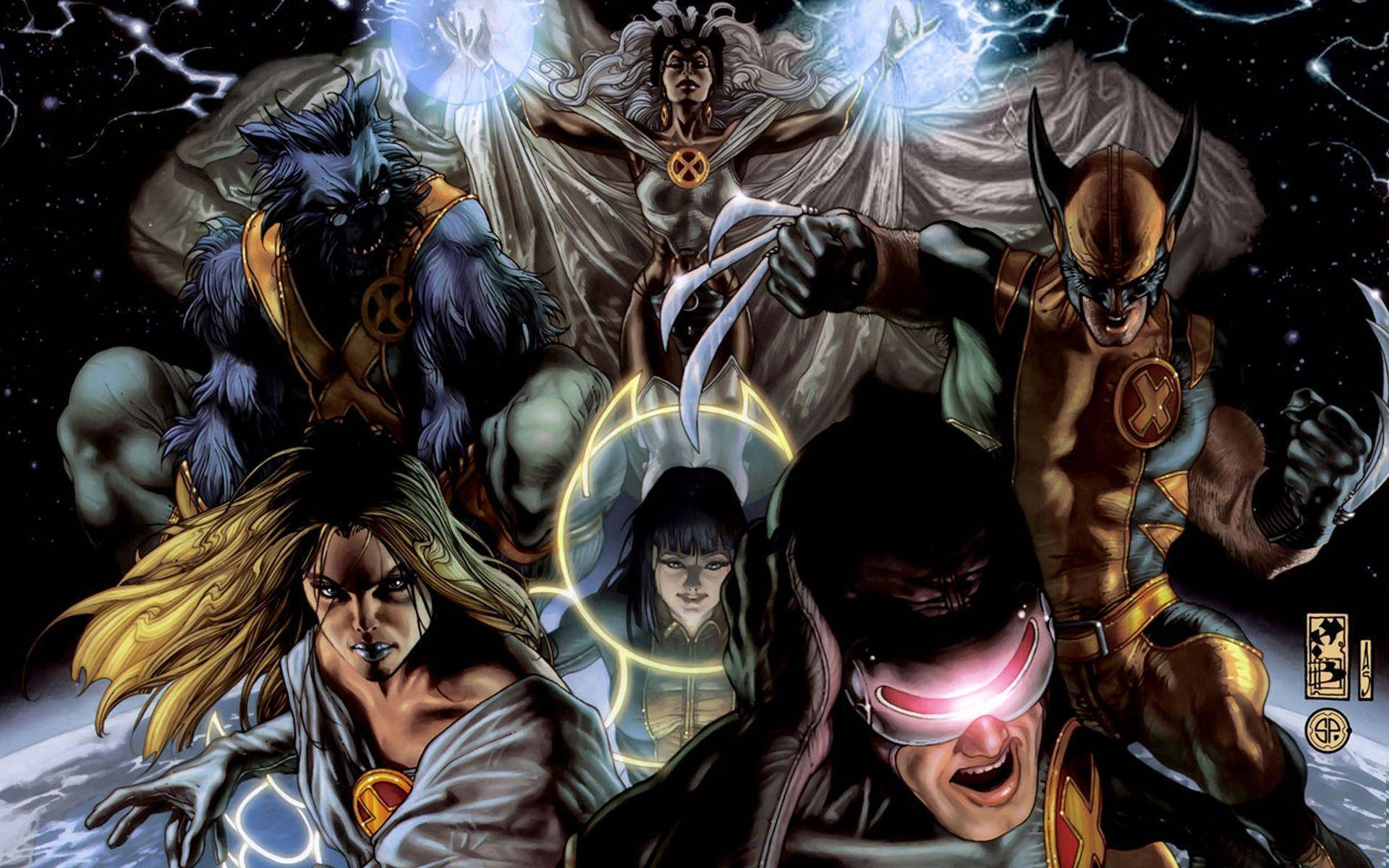 X-Men, cosmic battle, energy effects, Full HD Desktop Wallpaper