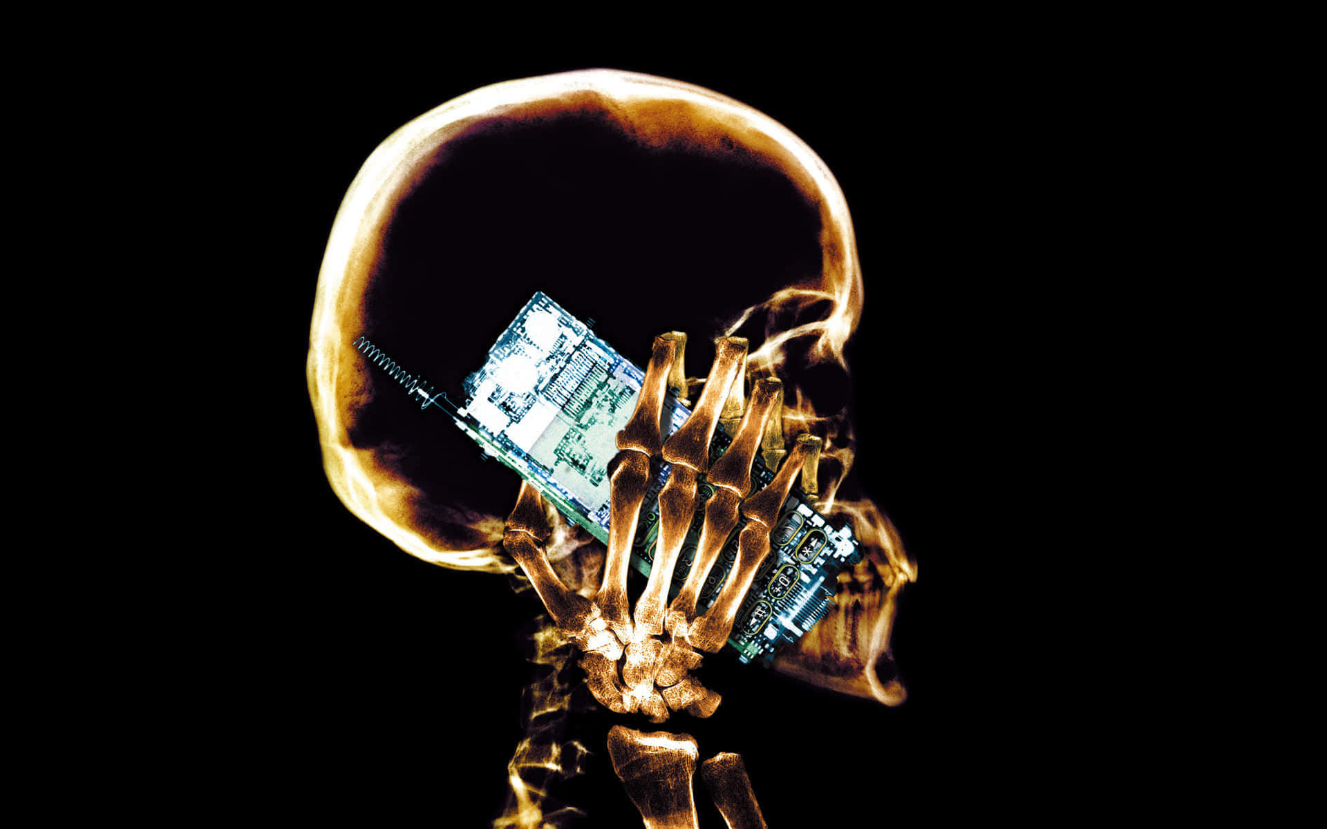 X Ray, skeleton, cell phone, Full HD Desktop Wallpaper