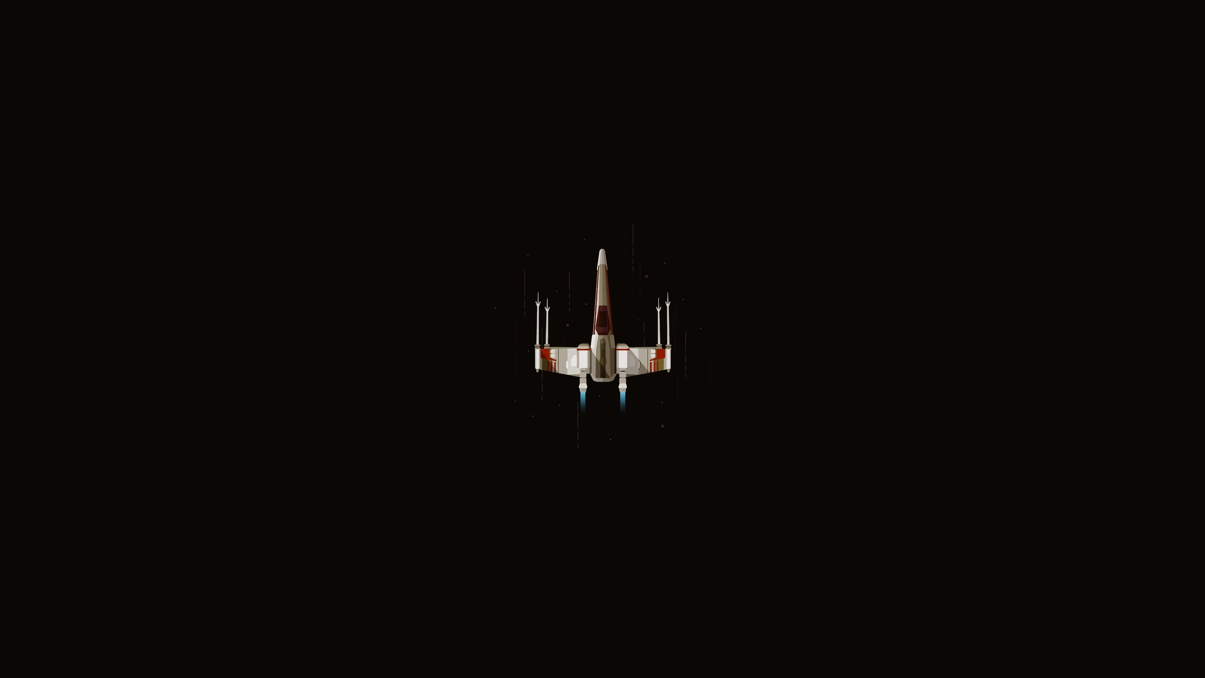 X-wing Fighter, blue engines, deep space, 4K Desktop Wallpaper