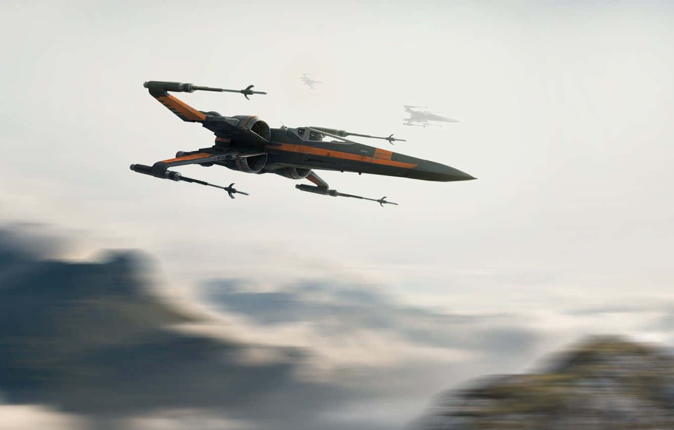 X-wing Fighter, star-filled sky, cloudy skies, HD Desktop Wallpaper