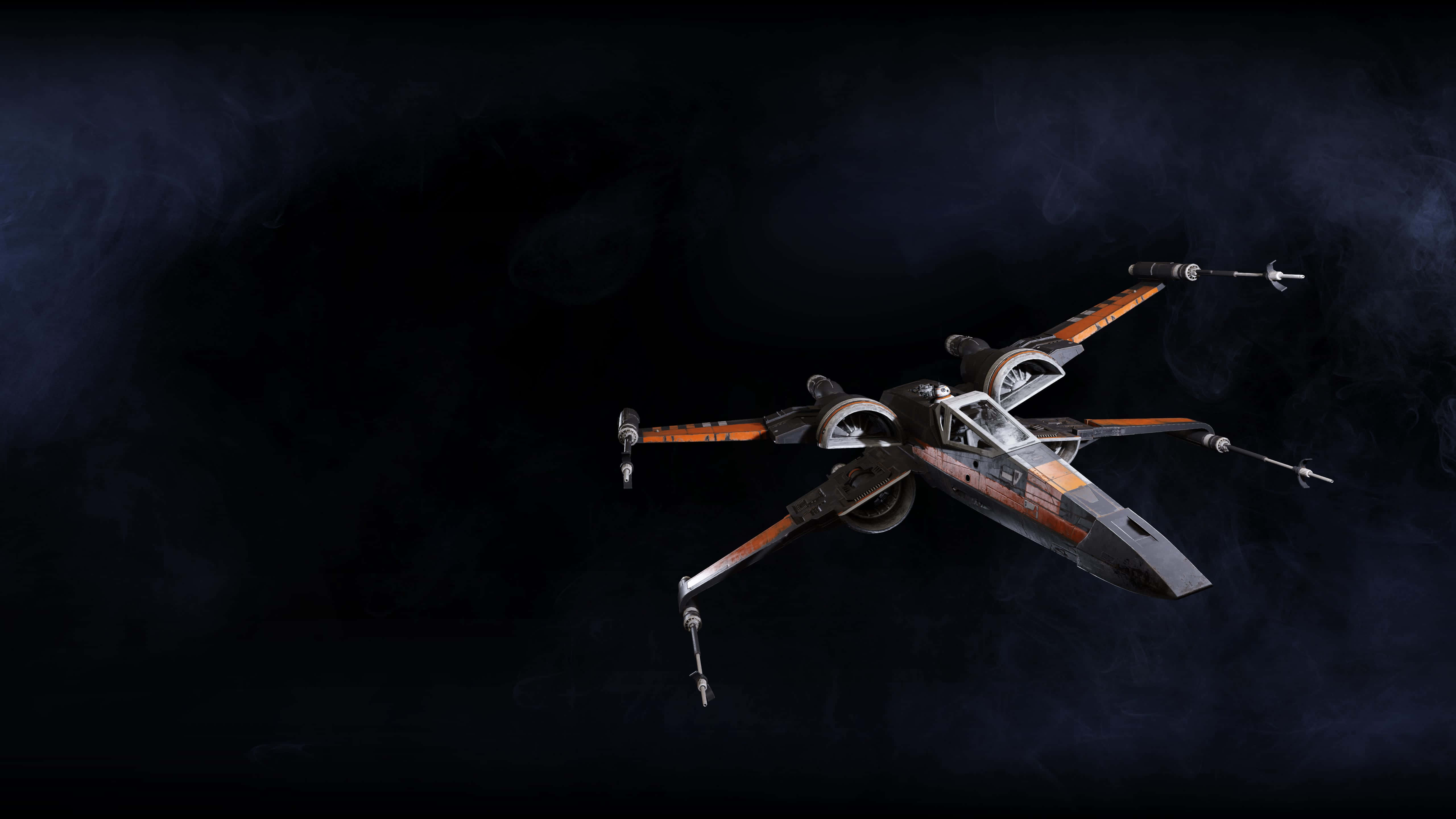 X-wing Fighter, dark nebula, swirling cosmic dust, 5K Desktop Wallpaper