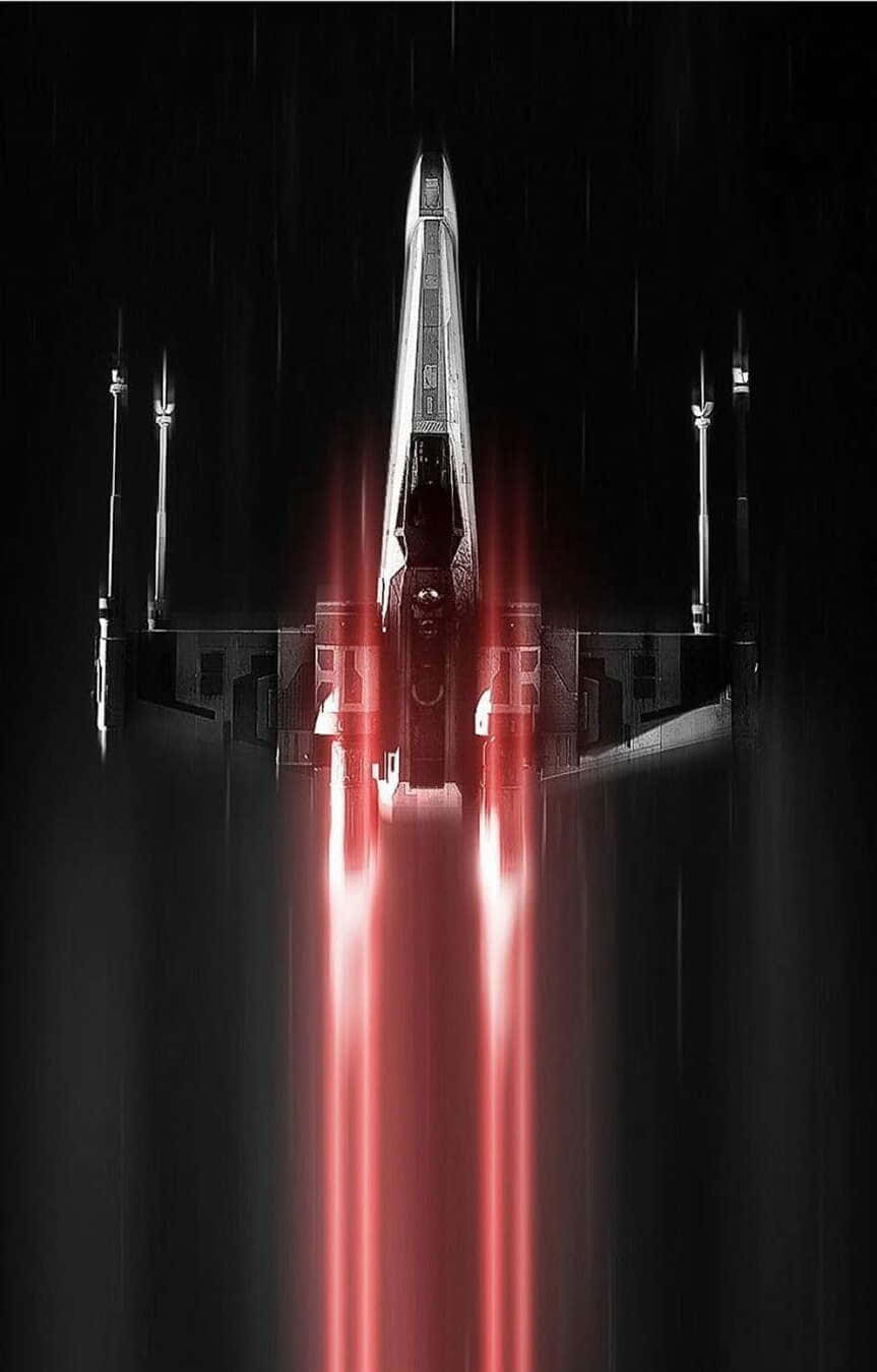 X-wing Fighter, glowing red engines, night, HD Phone Wallpaper